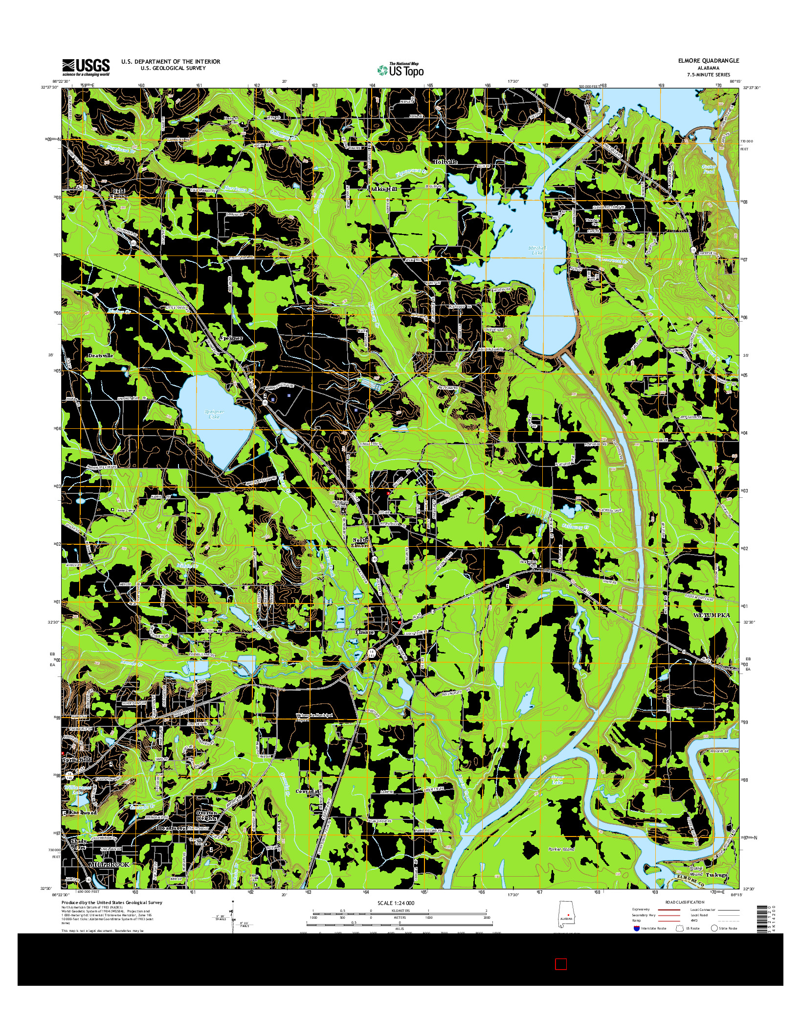 USGS US TOPO 7.5-MINUTE MAP FOR ELMORE, AL 2014