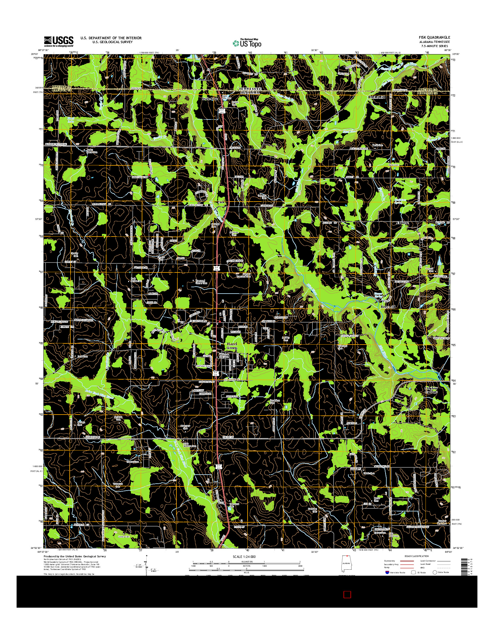 USGS US TOPO 7.5-MINUTE MAP FOR FISK, AL-TN 2014