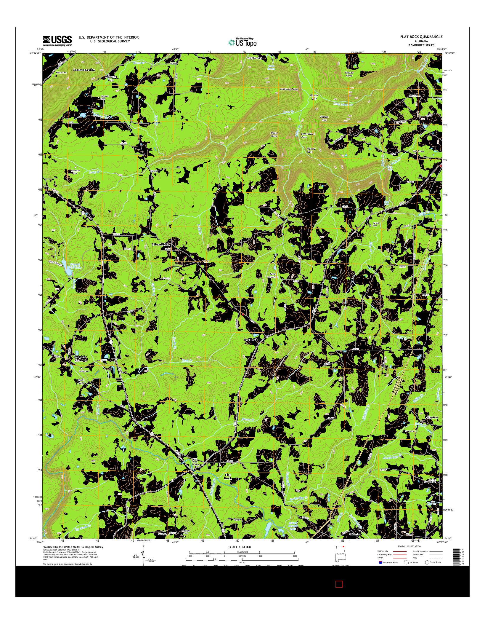 USGS US TOPO 7.5-MINUTE MAP FOR FLAT ROCK, AL 2014