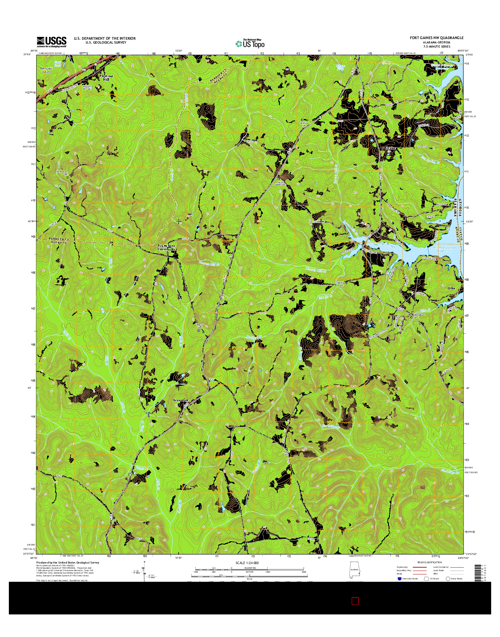 USGS US TOPO 7.5-MINUTE MAP FOR FORT GAINES NW, AL-GA 2014