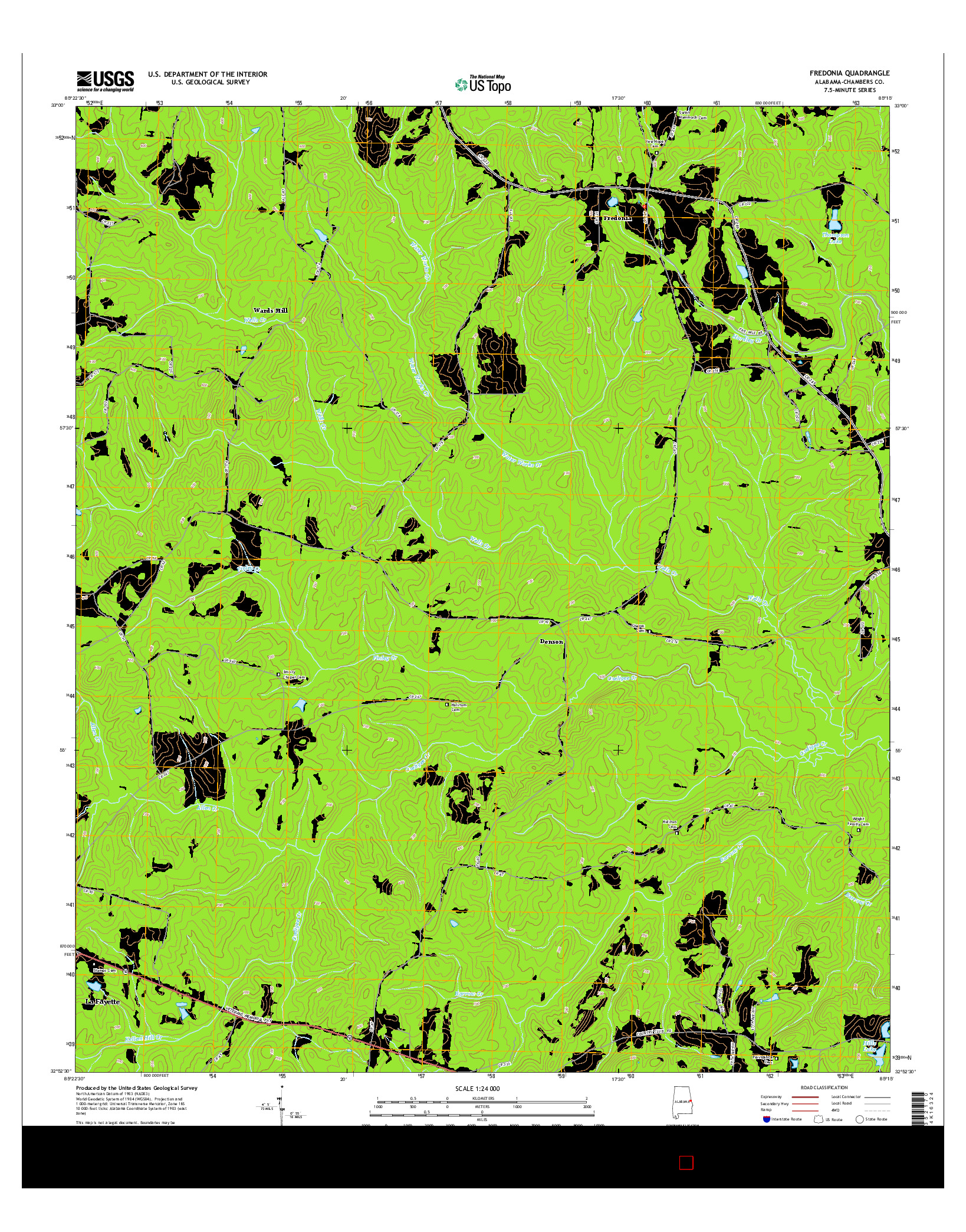 USGS US TOPO 7.5-MINUTE MAP FOR FREDONIA, AL 2014