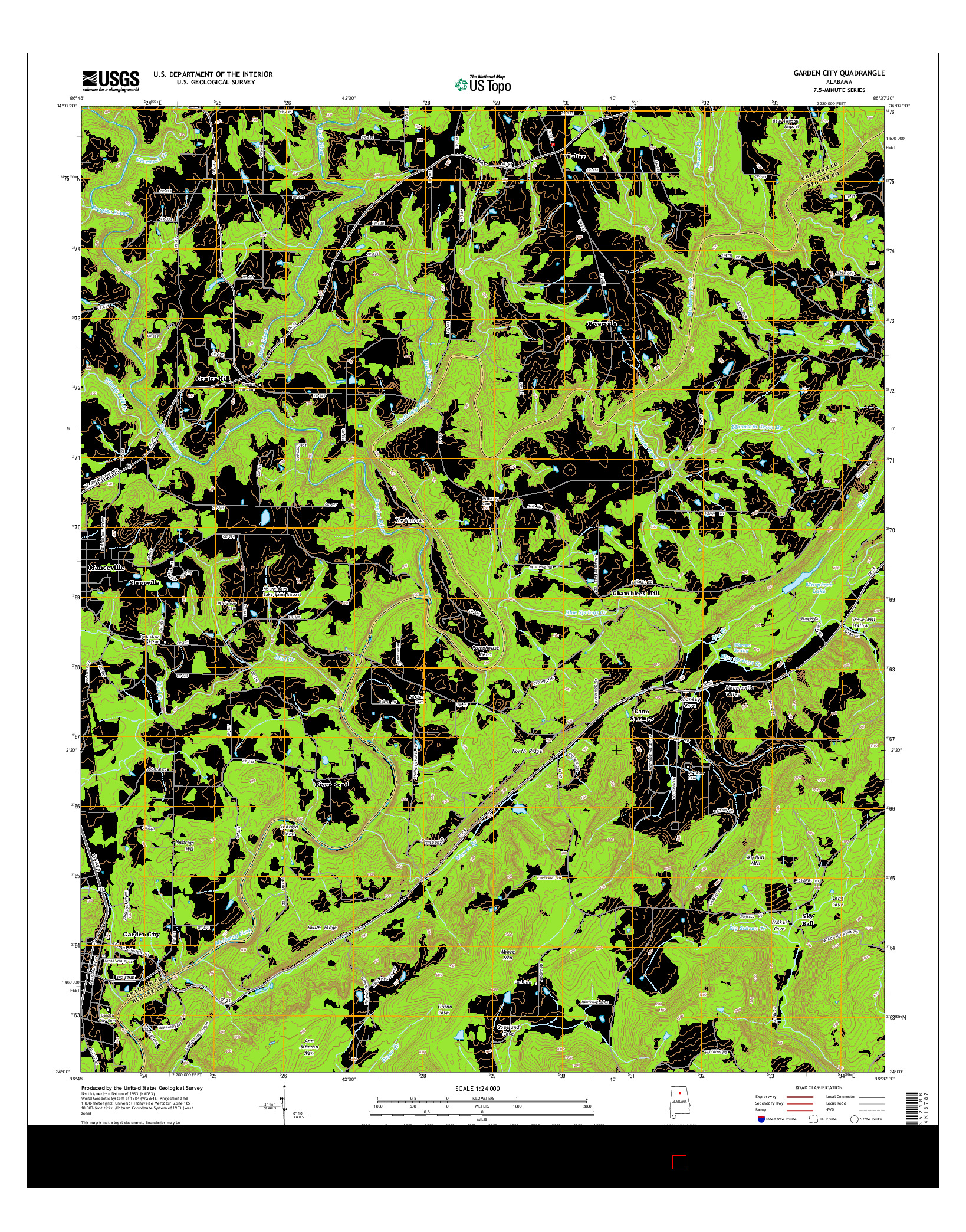 USGS US TOPO 7.5-MINUTE MAP FOR GARDEN CITY, AL 2014