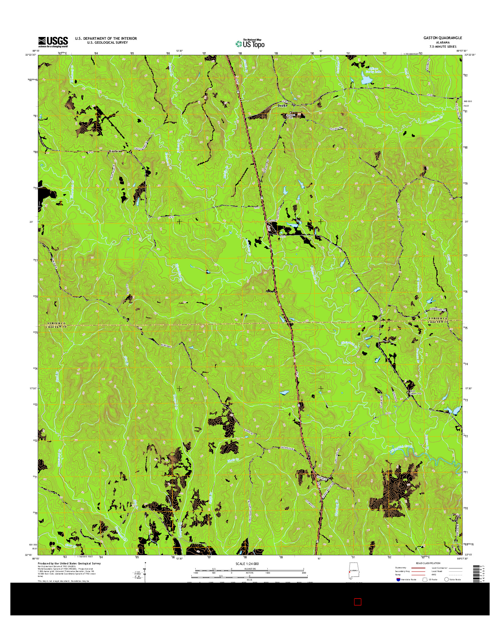 USGS US TOPO 7.5-MINUTE MAP FOR GASTON, AL 2014