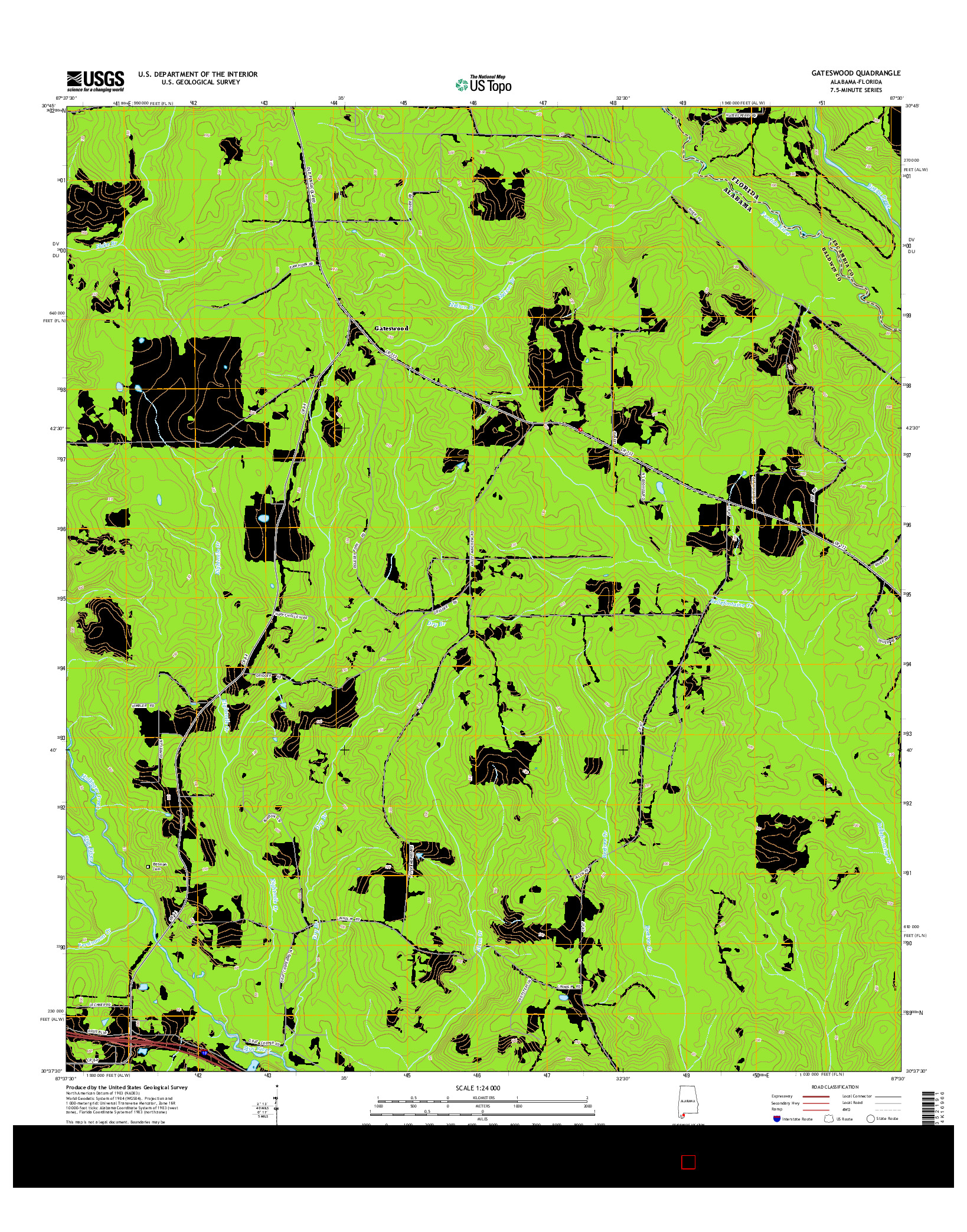 USGS US TOPO 7.5-MINUTE MAP FOR GATESWOOD, AL-FL 2014