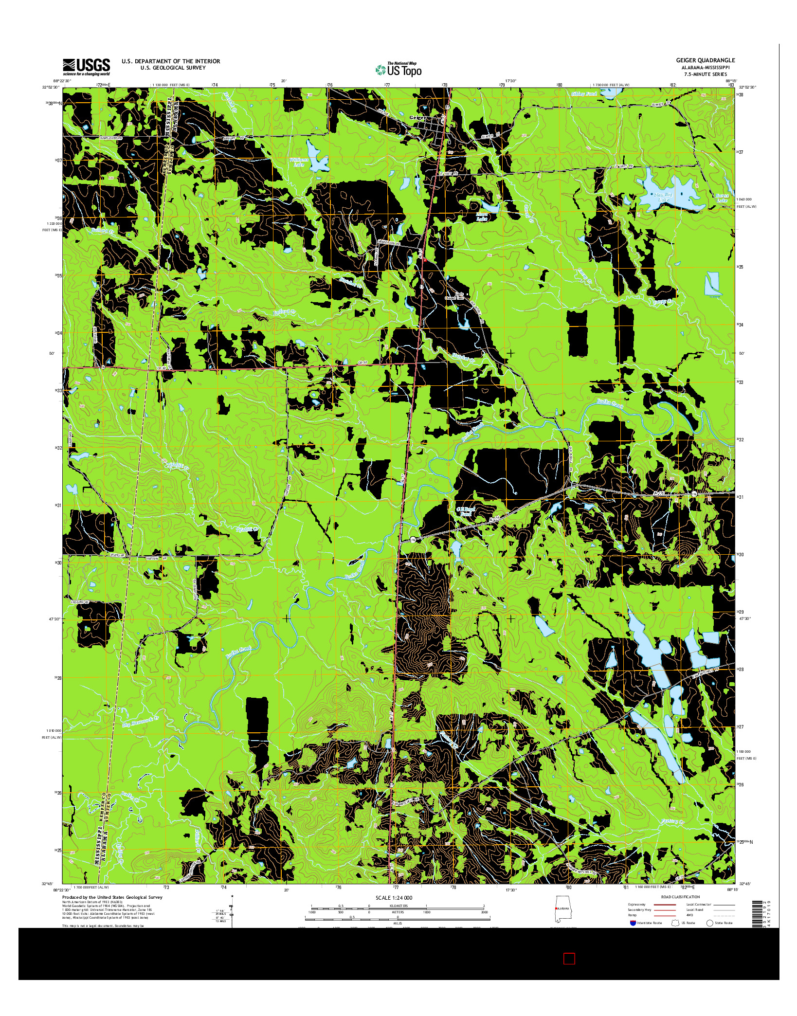 USGS US TOPO 7.5-MINUTE MAP FOR GEIGER, AL-MS 2014