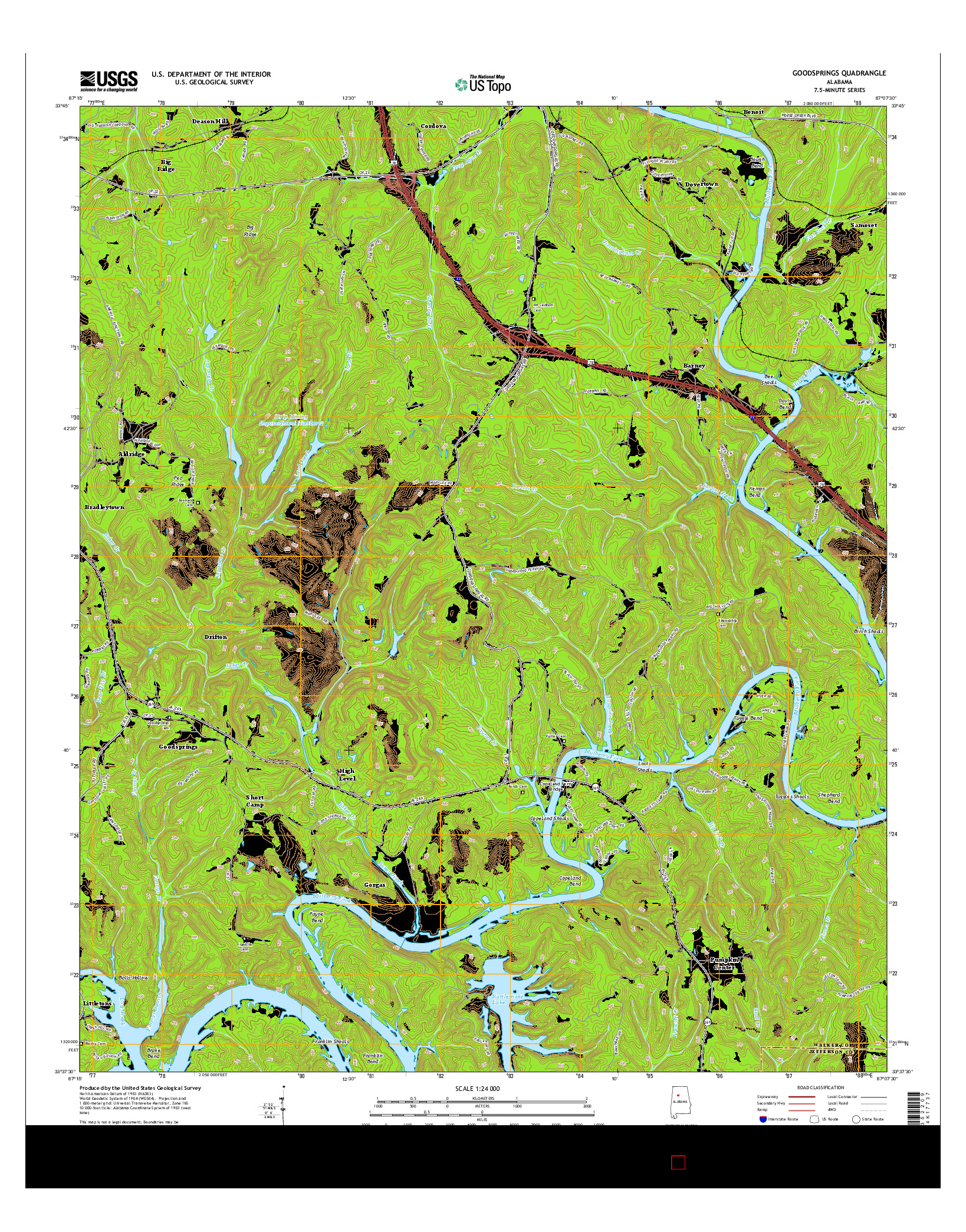 USGS US TOPO 7.5-MINUTE MAP FOR GOODSPRINGS, AL 2014
