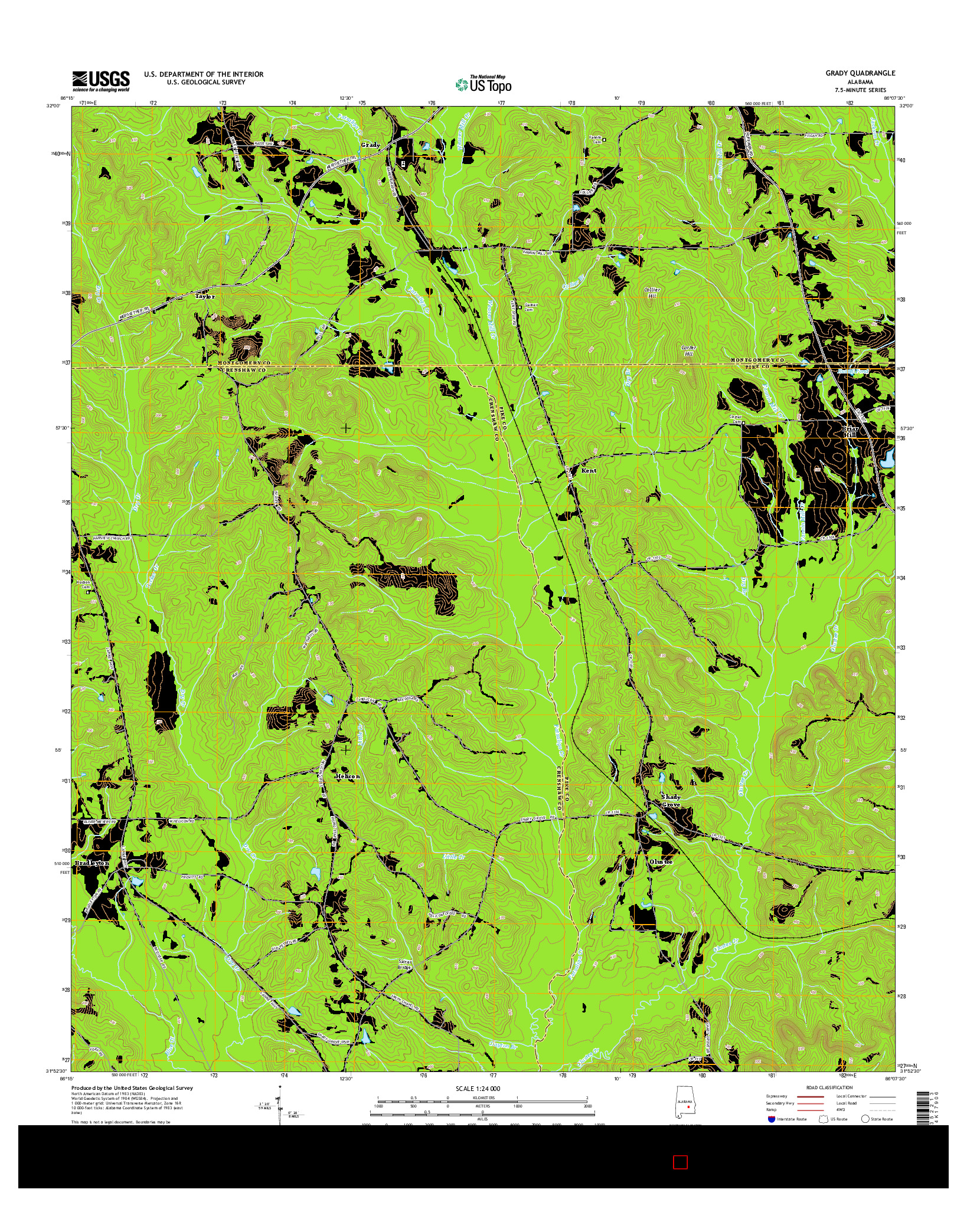 USGS US TOPO 7.5-MINUTE MAP FOR GRADY, AL 2014