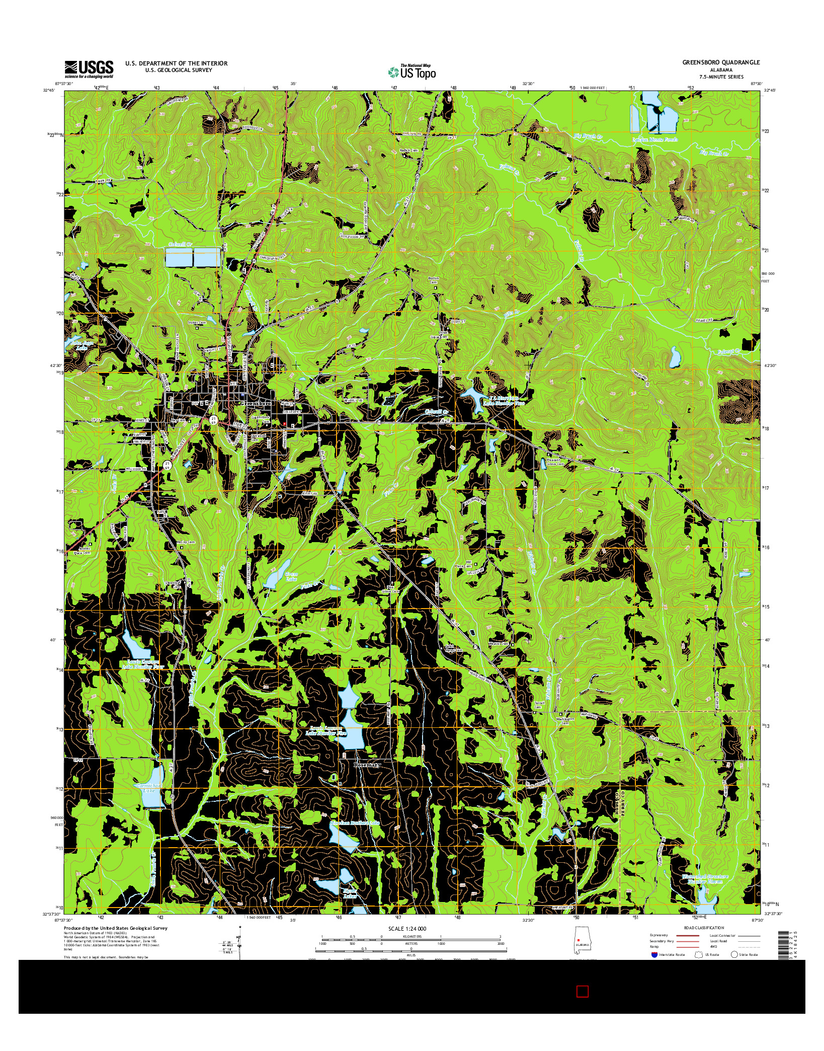 USGS US TOPO 7.5-MINUTE MAP FOR GREENSBORO, AL 2014