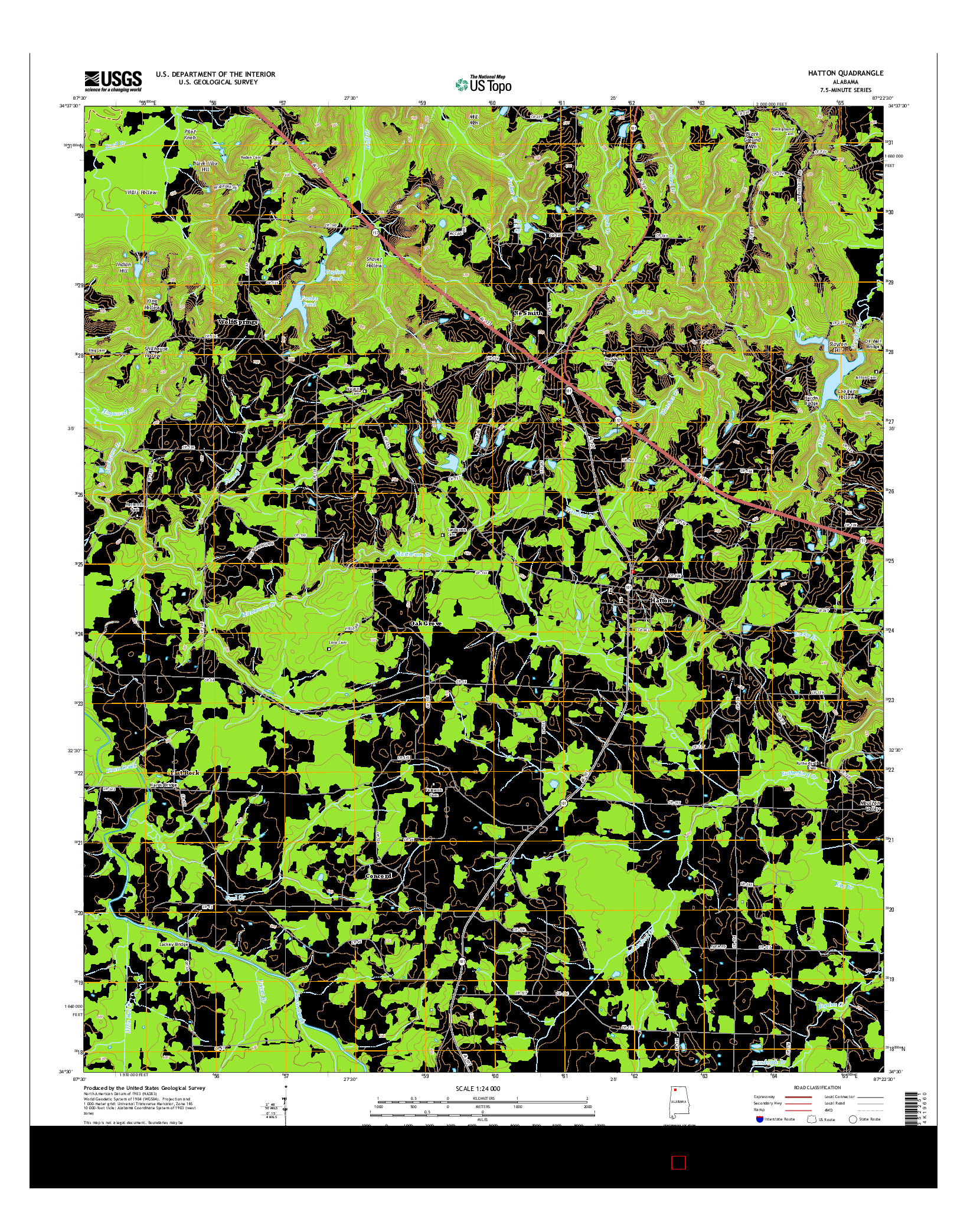 USGS US TOPO 7.5-MINUTE MAP FOR HATTON, AL 2014