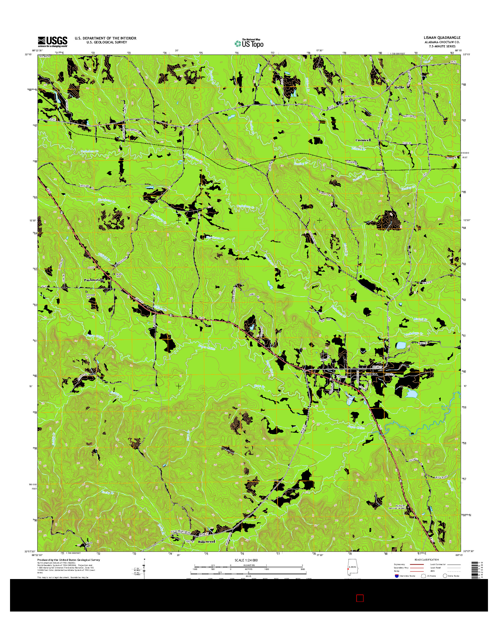 USGS US TOPO 7.5-MINUTE MAP FOR LISMAN, AL 2014