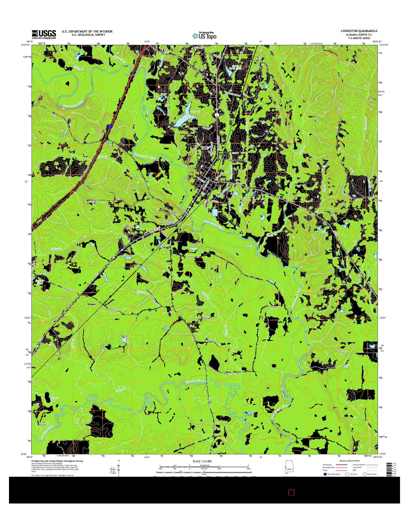 USGS US TOPO 7.5-MINUTE MAP FOR LIVINGSTON, AL 2014