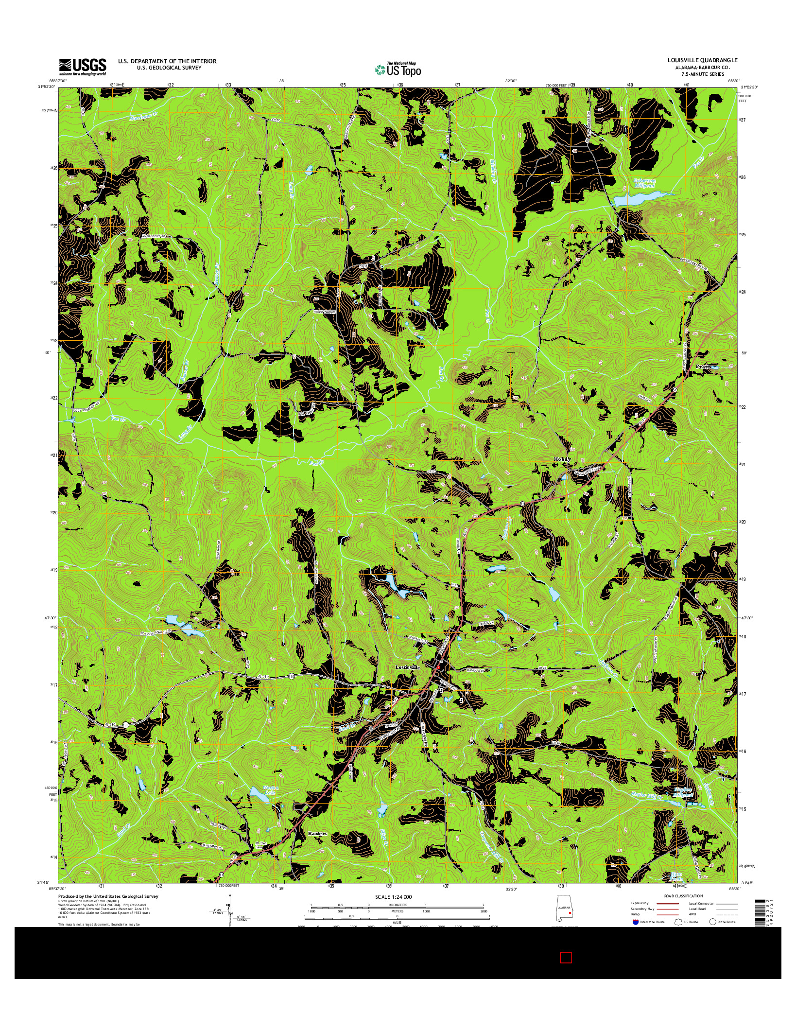 USGS US TOPO 7.5-MINUTE MAP FOR LOUISVILLE, AL 2014