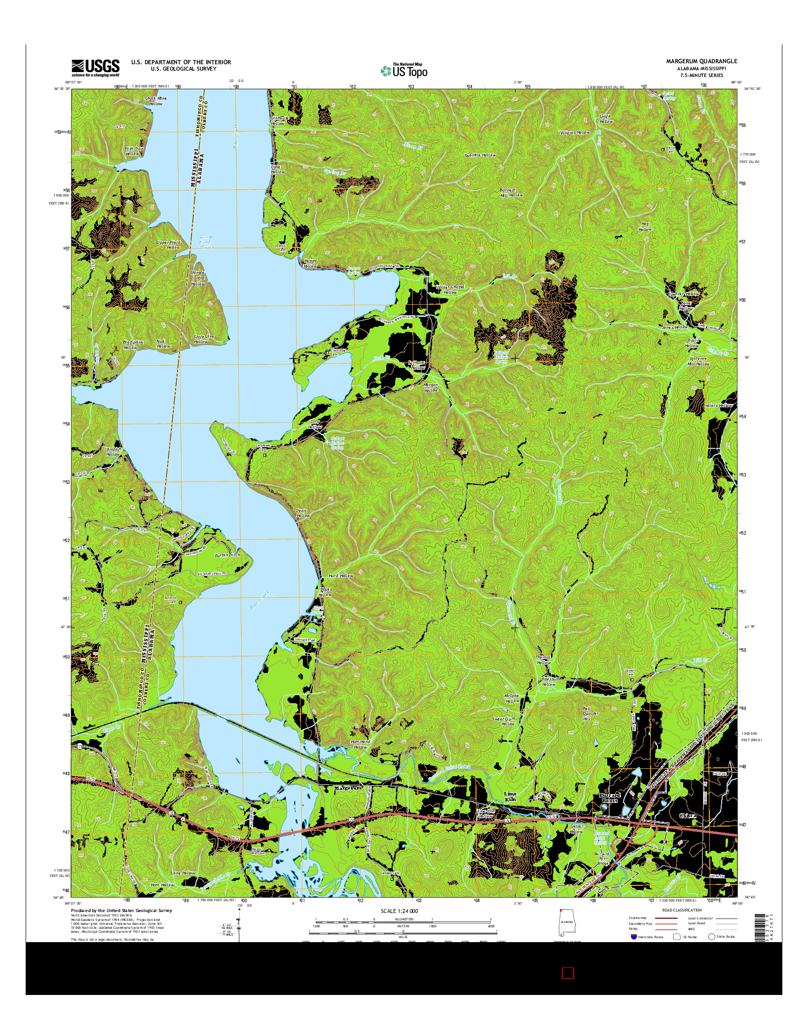 USGS US TOPO 7.5-MINUTE MAP FOR MARGERUM, AL-MS 2014