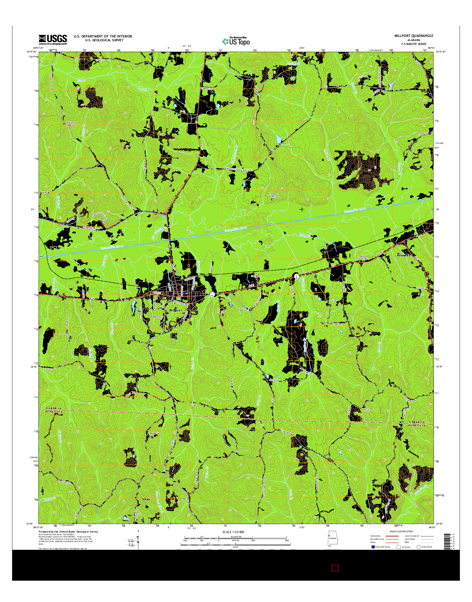 USGS US TOPO 7.5-MINUTE MAP FOR MILLPORT, AL 2014