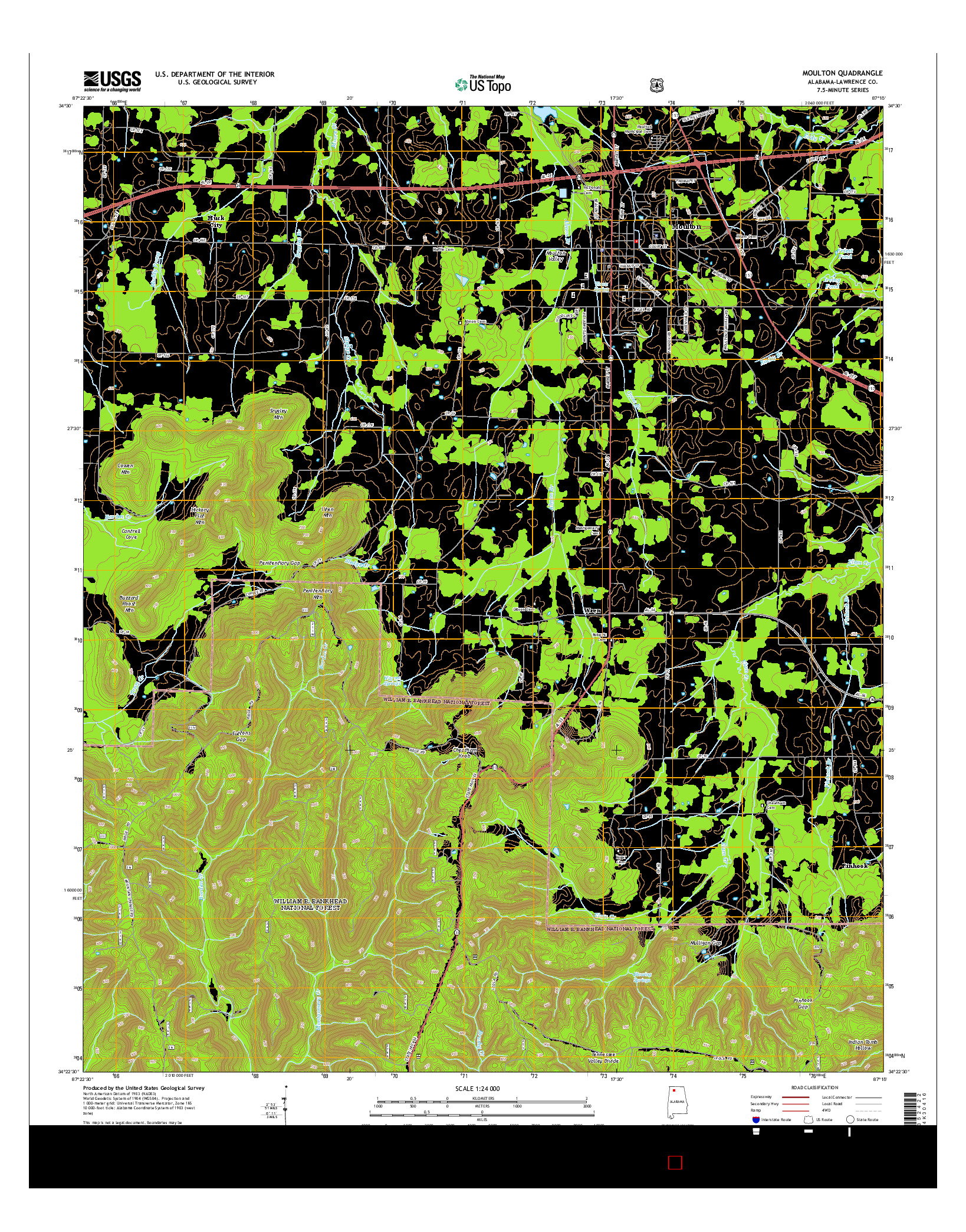 USGS US TOPO 7.5-MINUTE MAP FOR MOULTON, AL 2014
