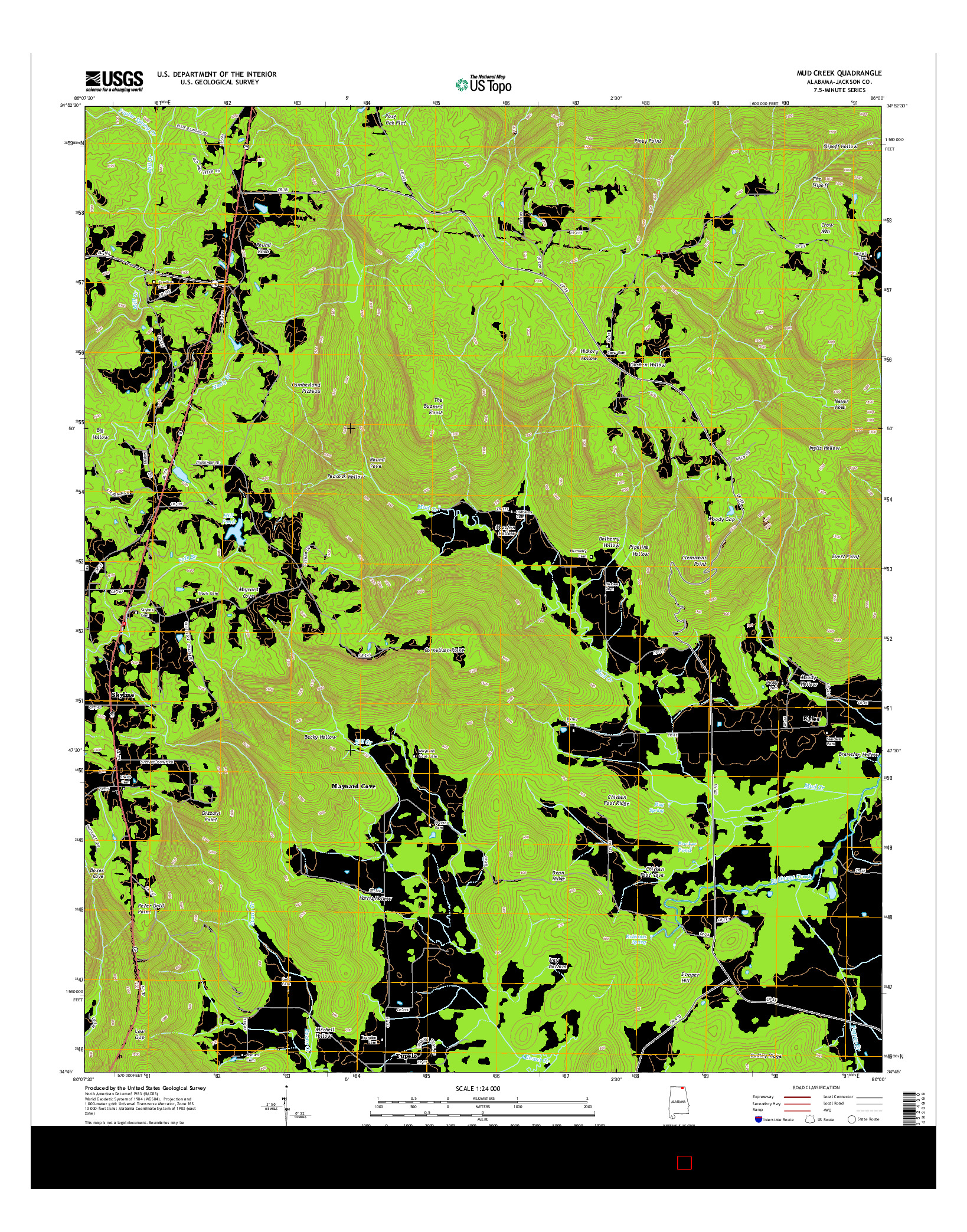 USGS US TOPO 7.5-MINUTE MAP FOR MUD CREEK, AL 2014