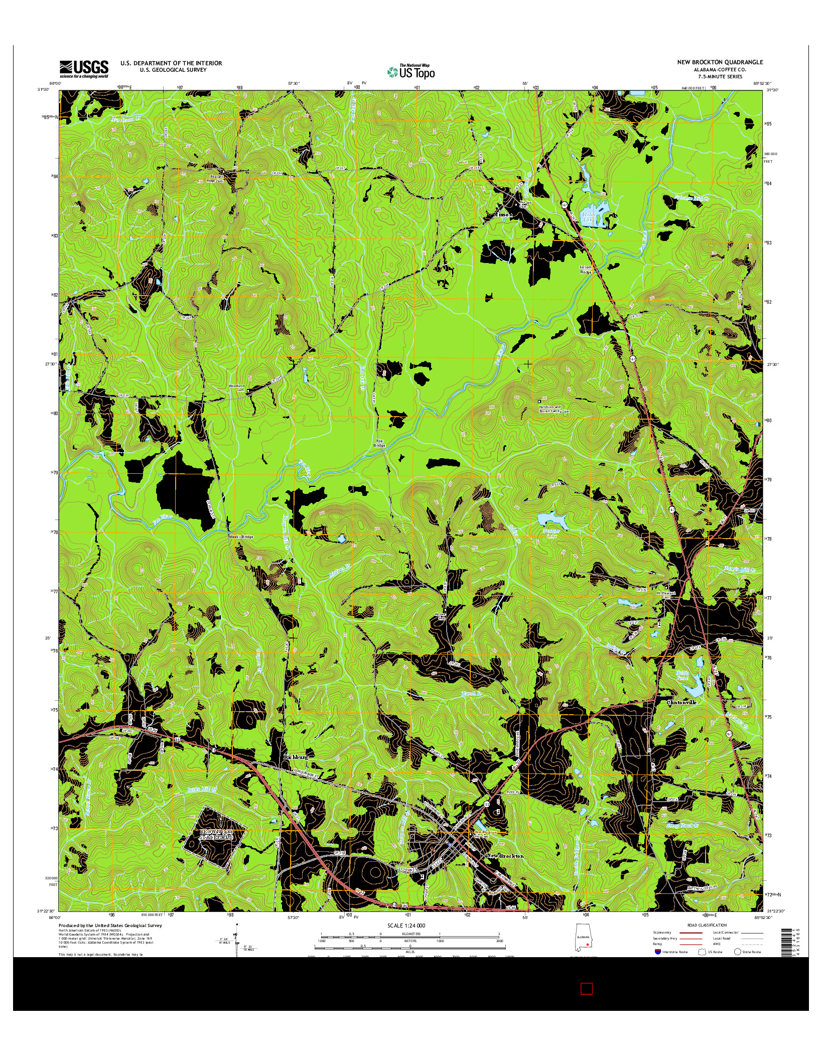 USGS US TOPO 7.5-MINUTE MAP FOR NEW BROCKTON, AL 2014