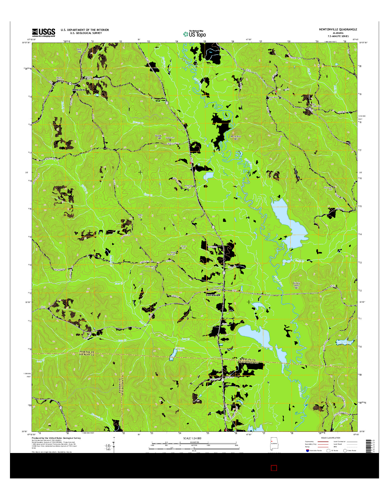 USGS US TOPO 7.5-MINUTE MAP FOR NEWTONVILLE, AL 2014
