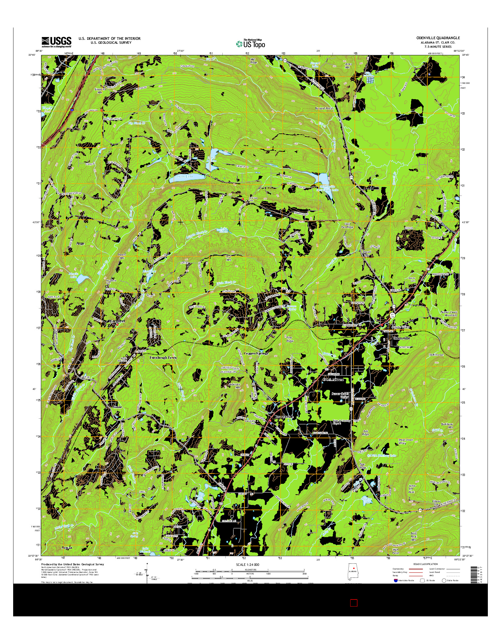 USGS US TOPO 7.5-MINUTE MAP FOR ODENVILLE, AL 2014