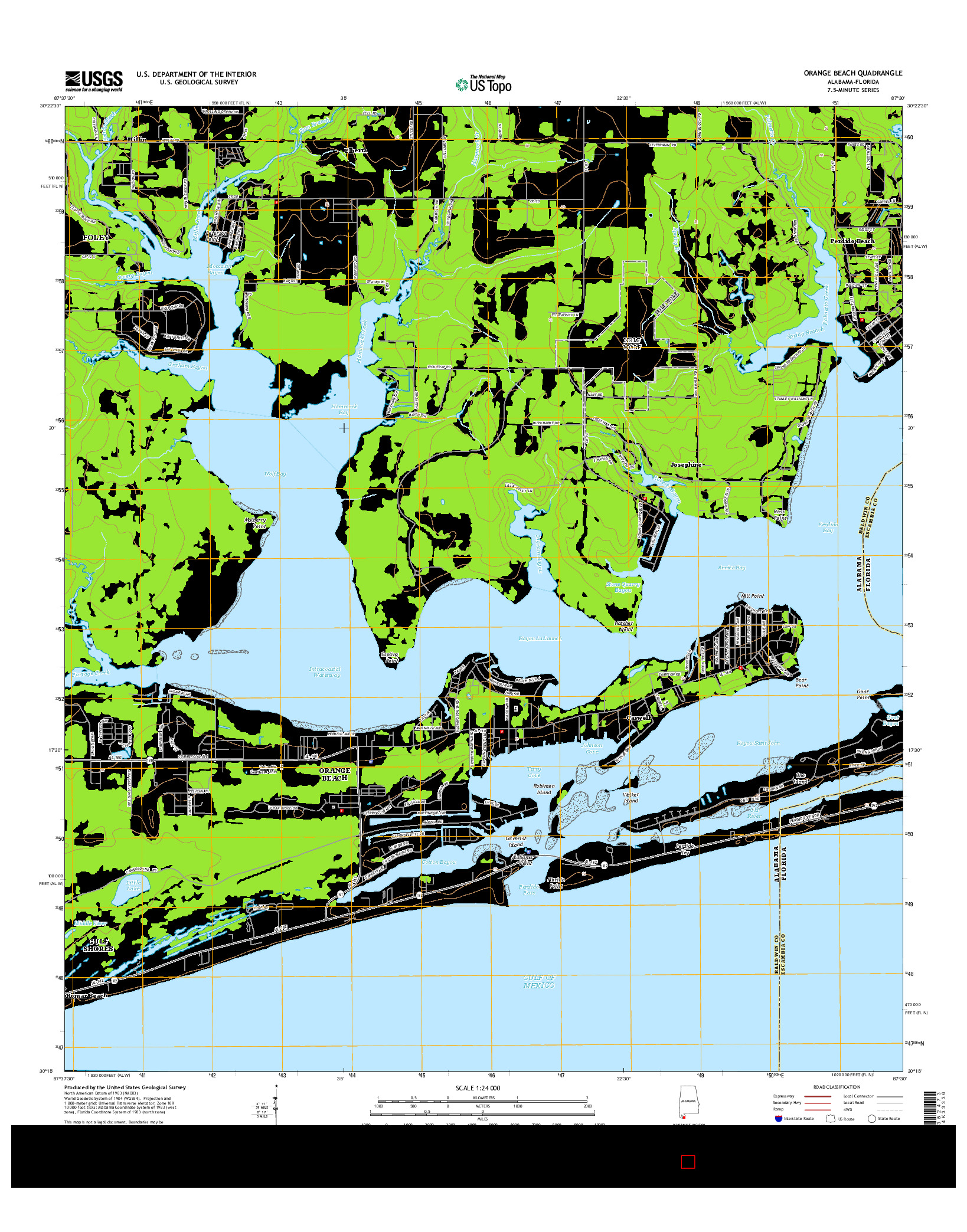 USGS US TOPO 7.5-MINUTE MAP FOR ORANGE BEACH, AL-FL 2014