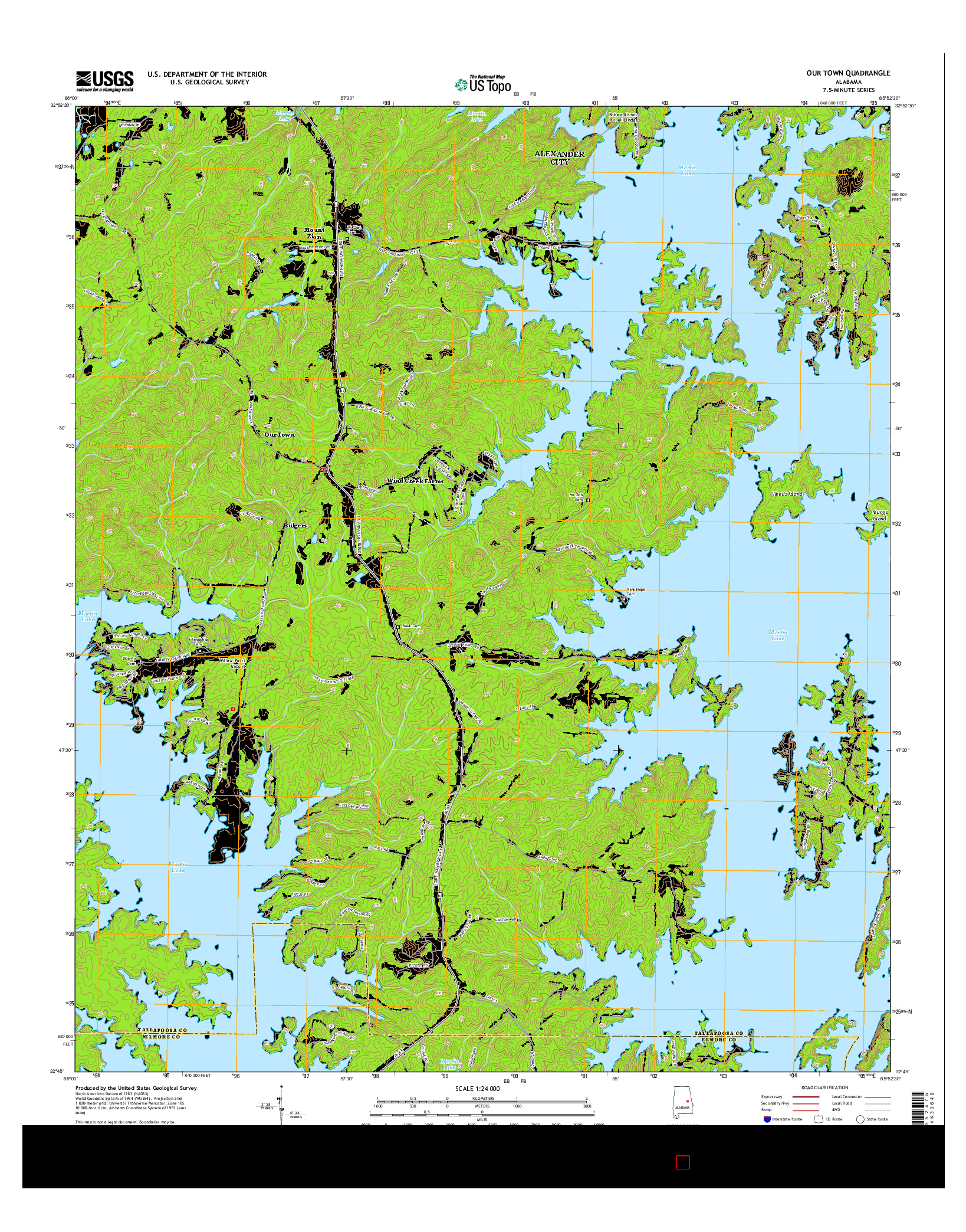 USGS US TOPO 7.5-MINUTE MAP FOR OUR TOWN, AL 2014