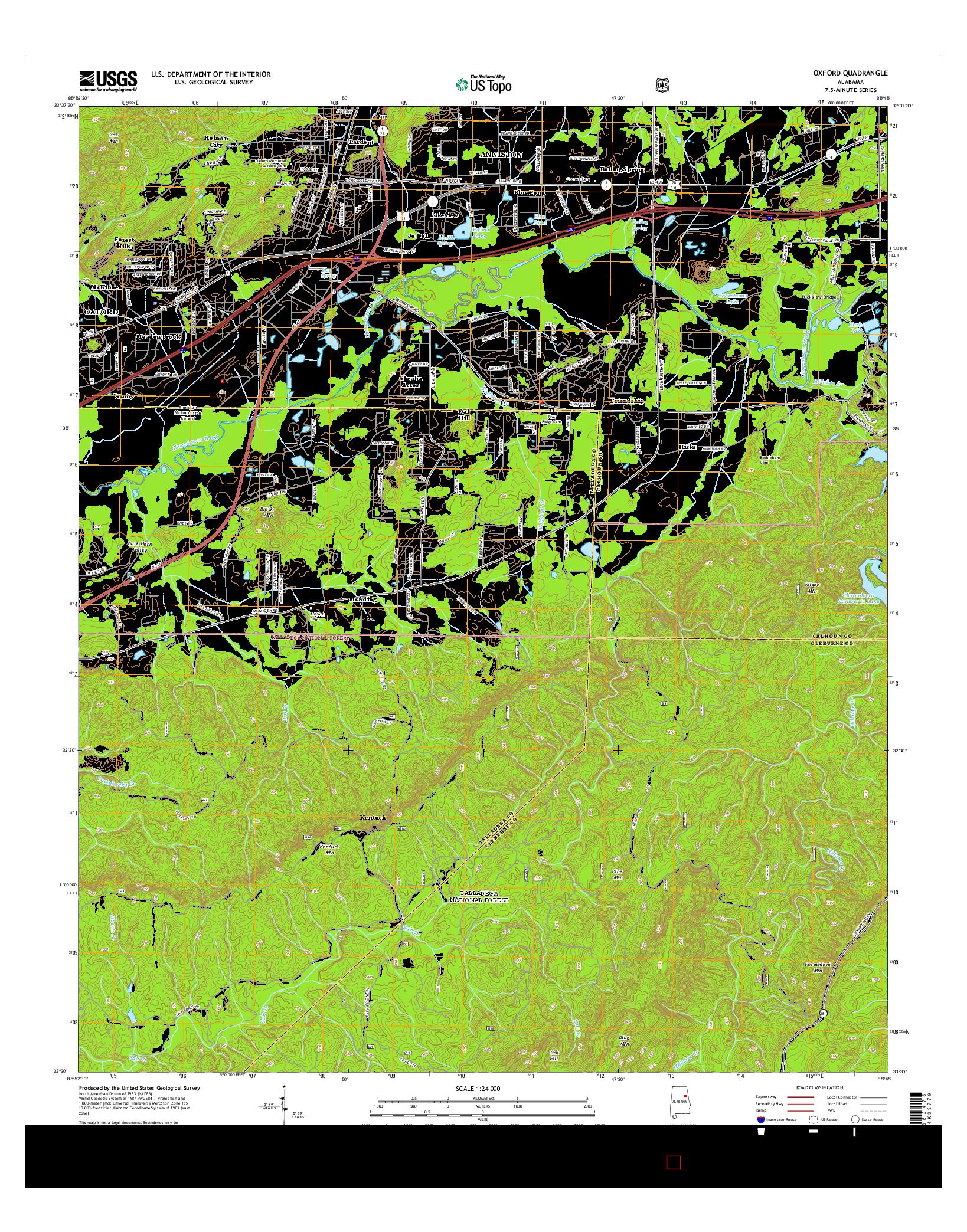 USGS US TOPO 7.5-MINUTE MAP FOR OXFORD, AL 2014
