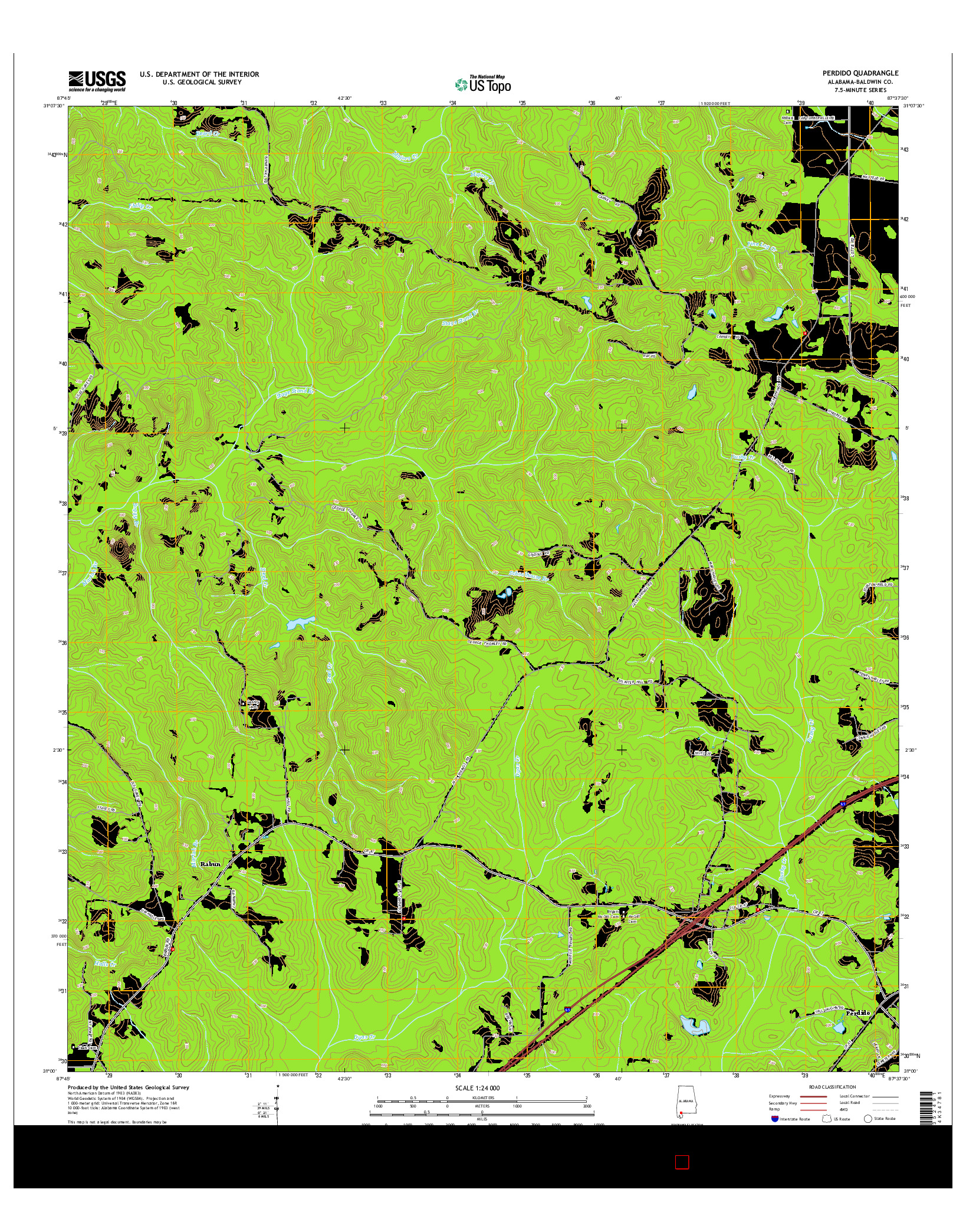 USGS US TOPO 7.5-MINUTE MAP FOR PERDIDO, AL 2014