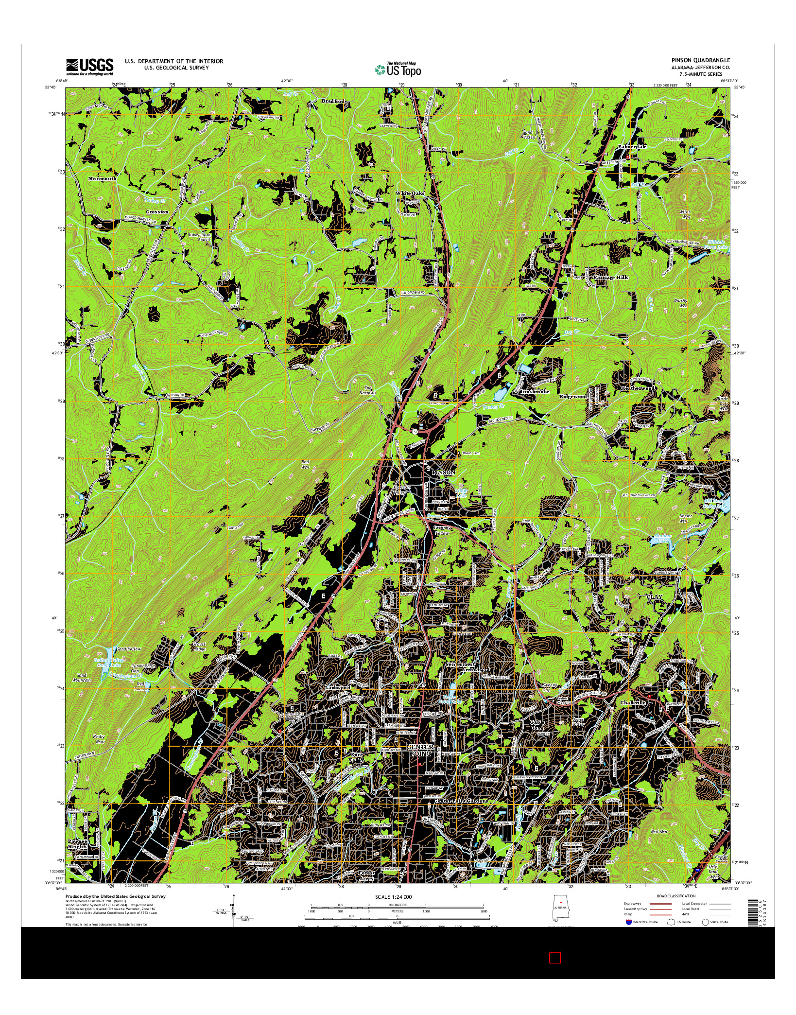 USGS US TOPO 7.5-MINUTE MAP FOR PINSON, AL 2014