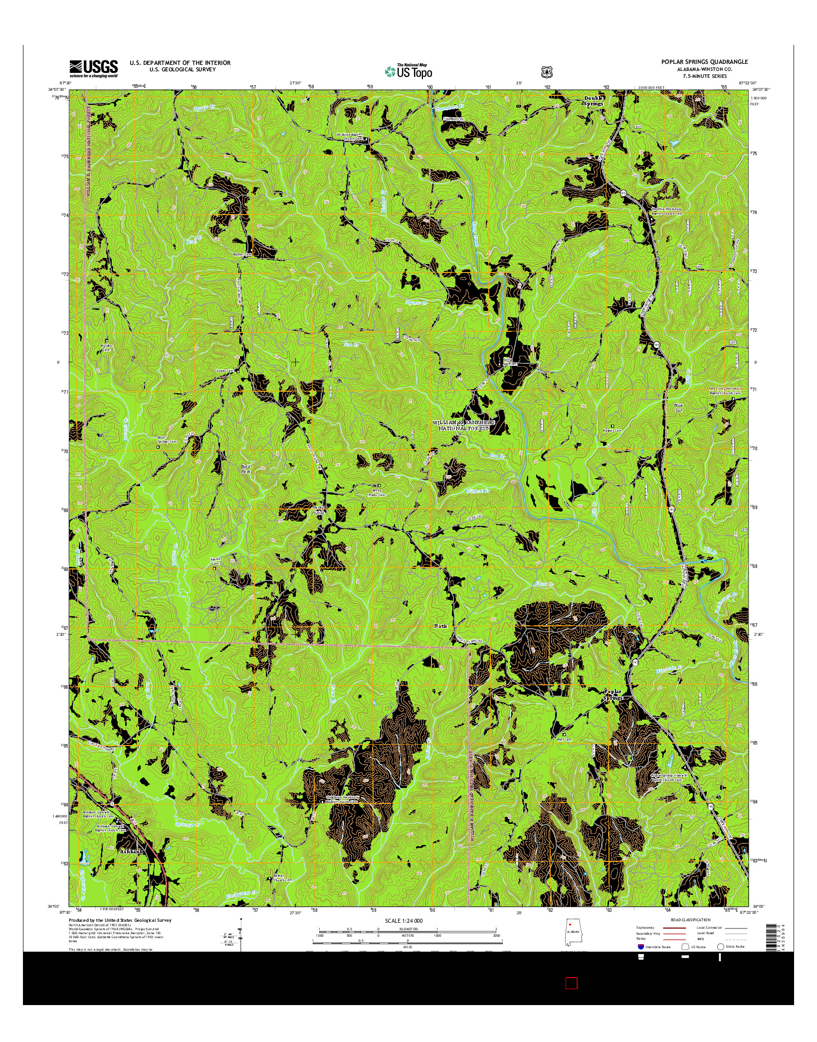 USGS US TOPO 7.5-MINUTE MAP FOR POPLAR SPRINGS, AL 2014