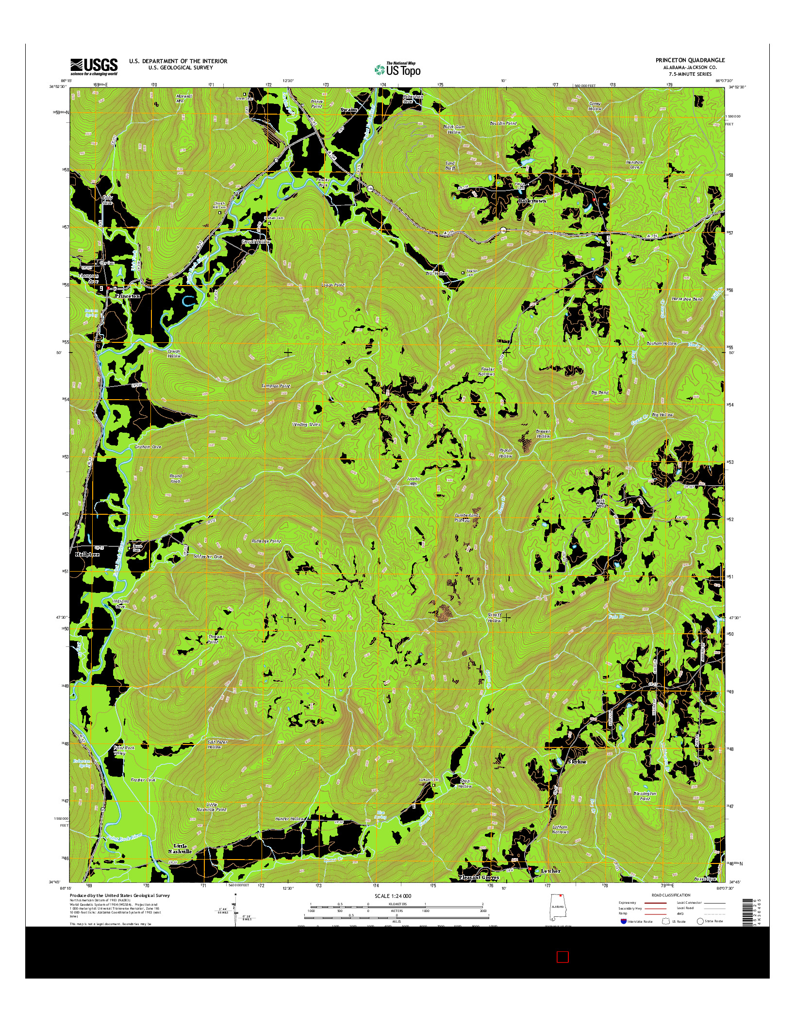 USGS US TOPO 7.5-MINUTE MAP FOR PRINCETON, AL 2014