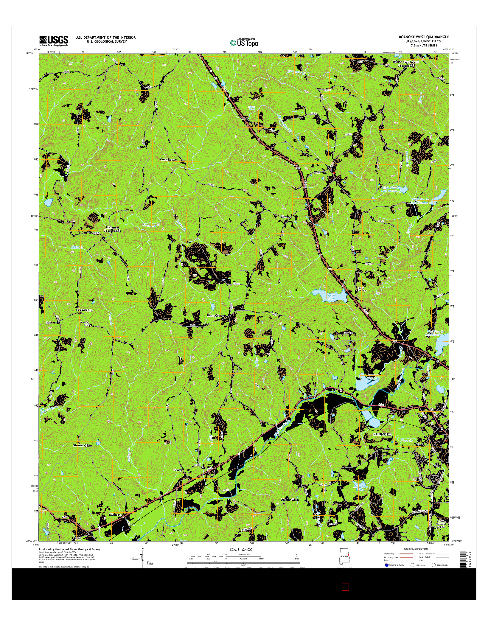 USGS US TOPO 7.5-MINUTE MAP FOR ROANOKE WEST, AL 2014