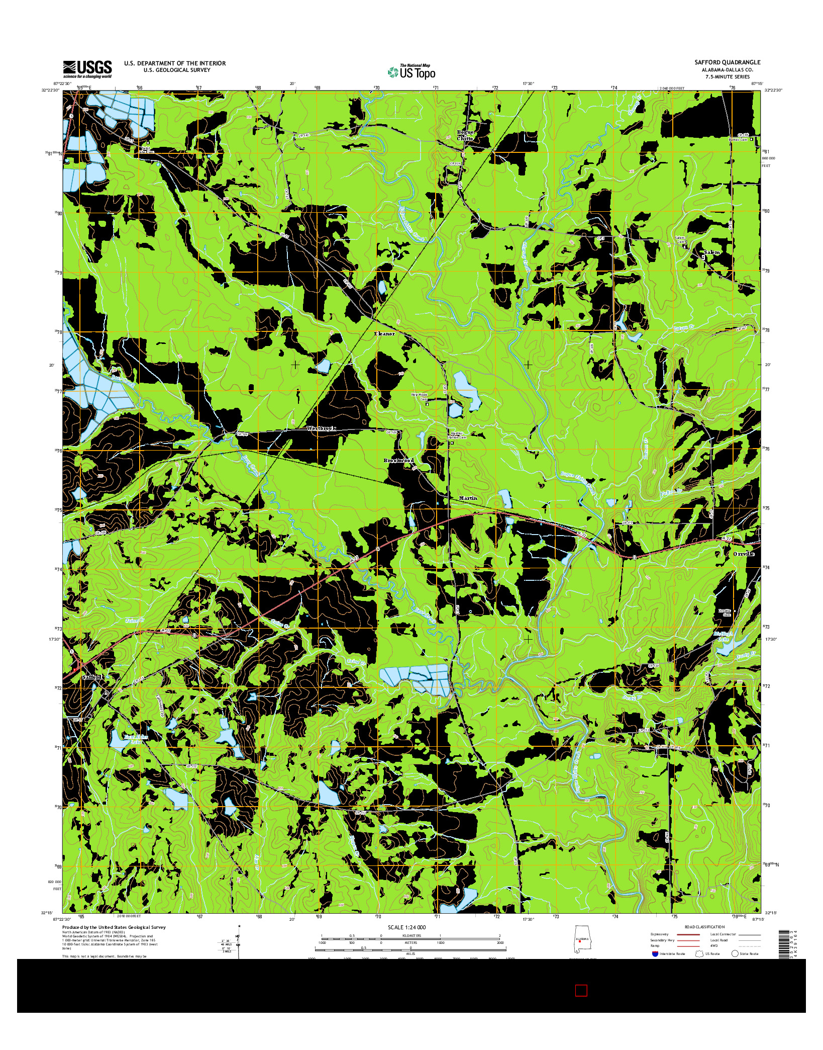 USGS US TOPO 7.5-MINUTE MAP FOR SAFFORD, AL 2014