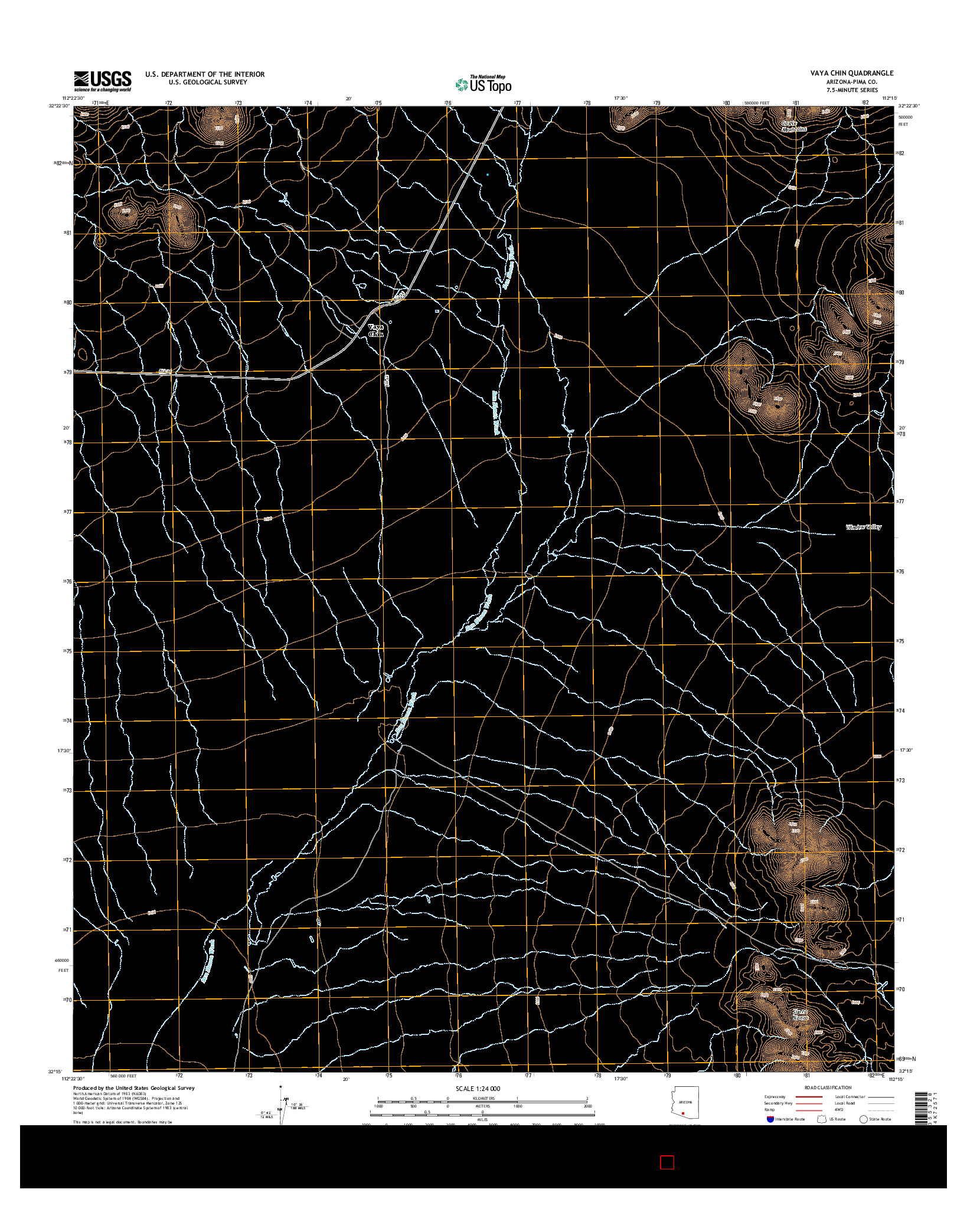 USGS US TOPO 7.5-MINUTE MAP FOR VAYA CHIN, AZ 2014