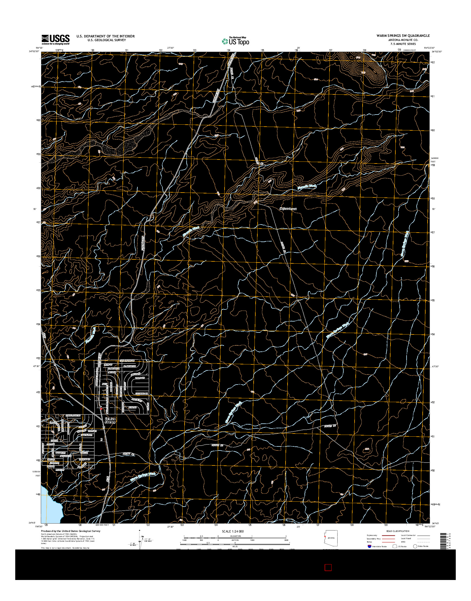 USGS US TOPO 7.5-MINUTE MAP FOR WARM SPRINGS SW, AZ 2014