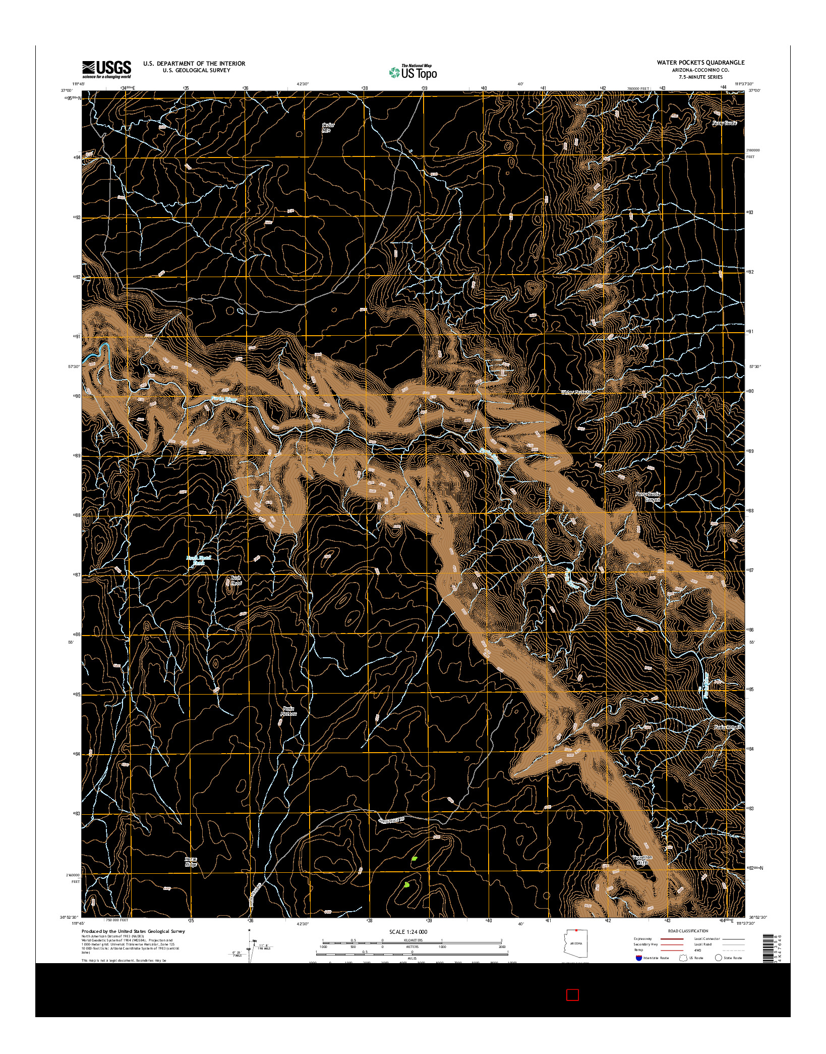 USGS US TOPO 7.5-MINUTE MAP FOR WATER POCKETS, AZ 2014