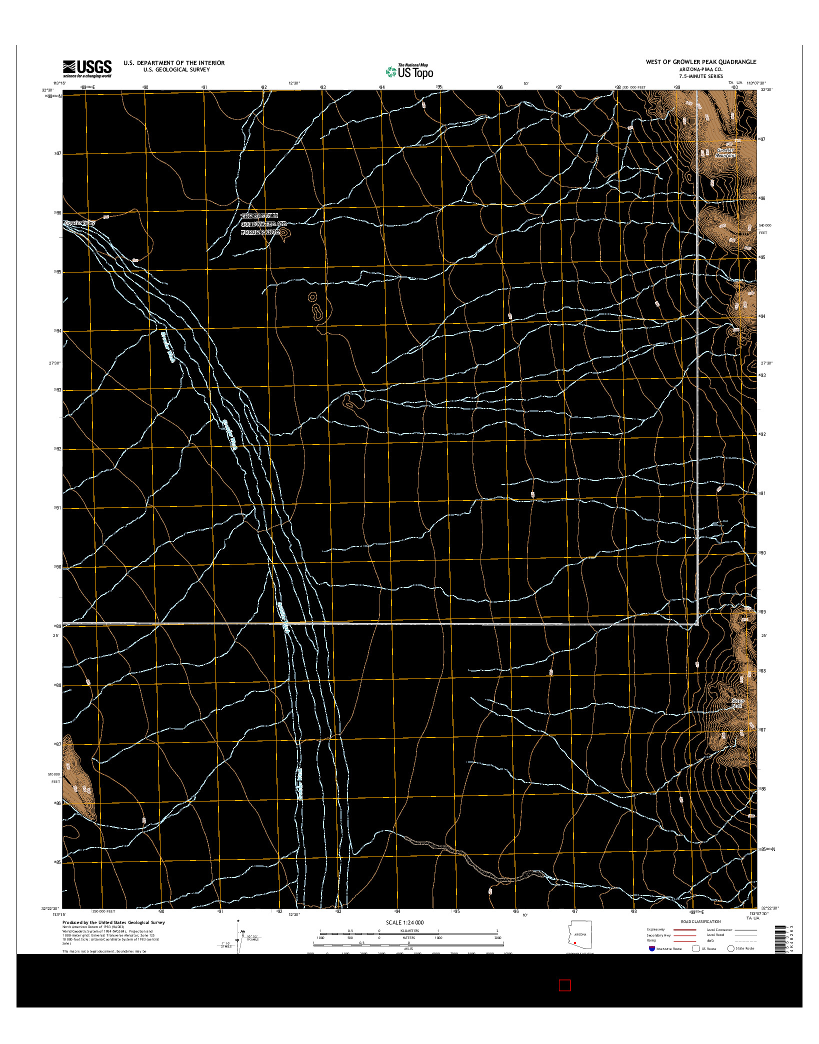USGS US TOPO 7.5-MINUTE MAP FOR WEST OF GROWLER PEAK, AZ 2014