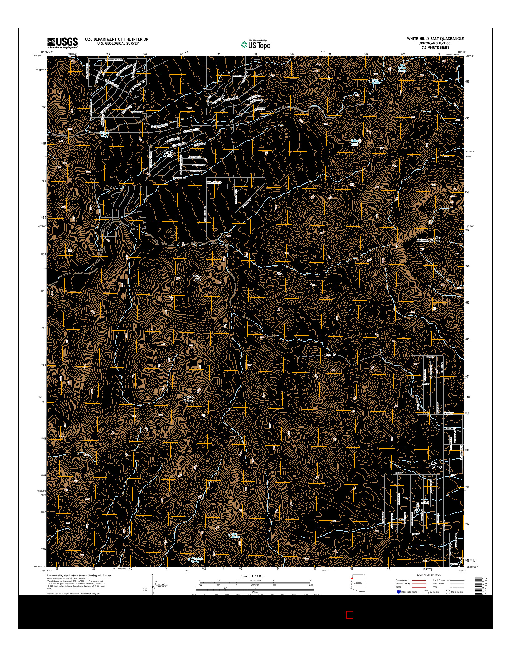 USGS US TOPO 7.5-MINUTE MAP FOR WHITE HILLS EAST, AZ 2014