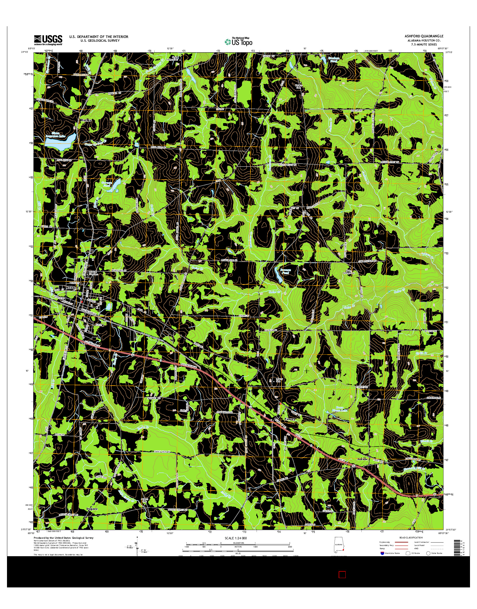 USGS US TOPO 7.5-MINUTE MAP FOR ASHFORD, AL 2014