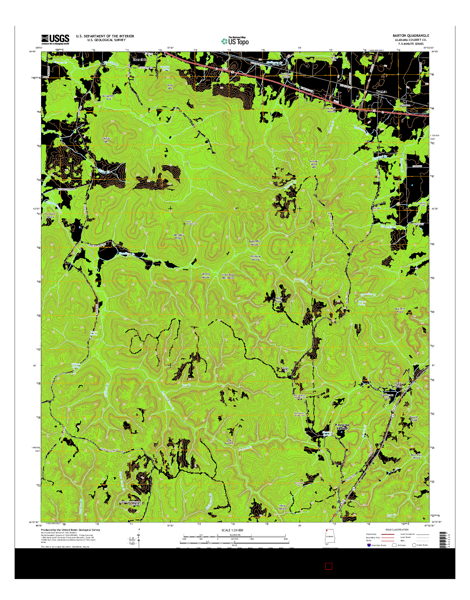 USGS US TOPO 7.5-MINUTE MAP FOR BARTON, AL 2014