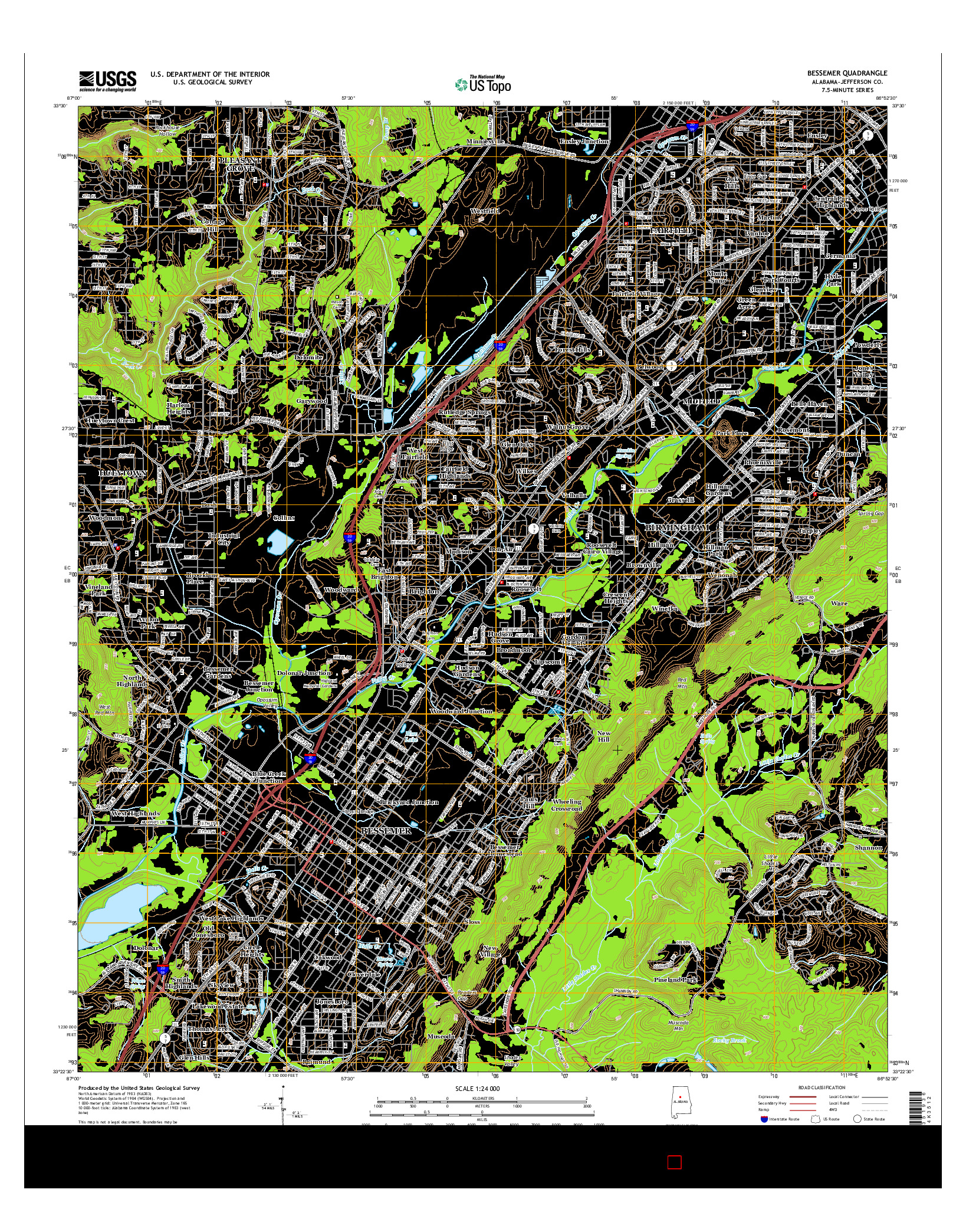 USGS US TOPO 7.5-MINUTE MAP FOR BESSEMER, AL 2014
