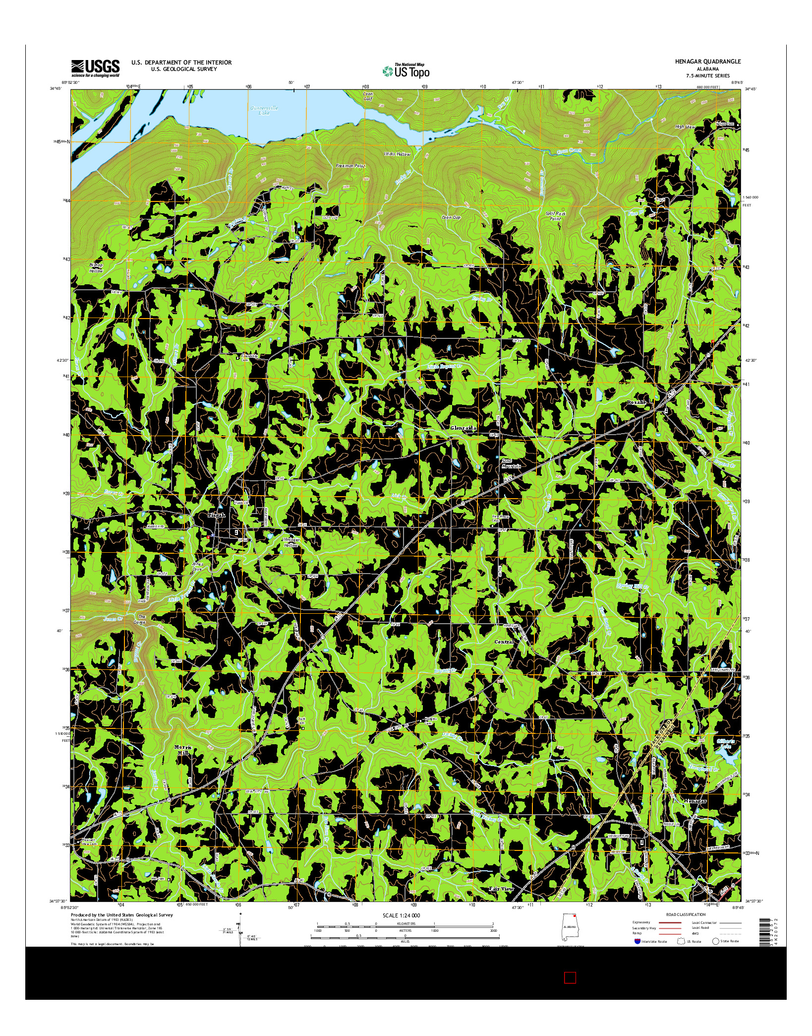 USGS US TOPO 7.5-MINUTE MAP FOR HENAGAR, AL 2014