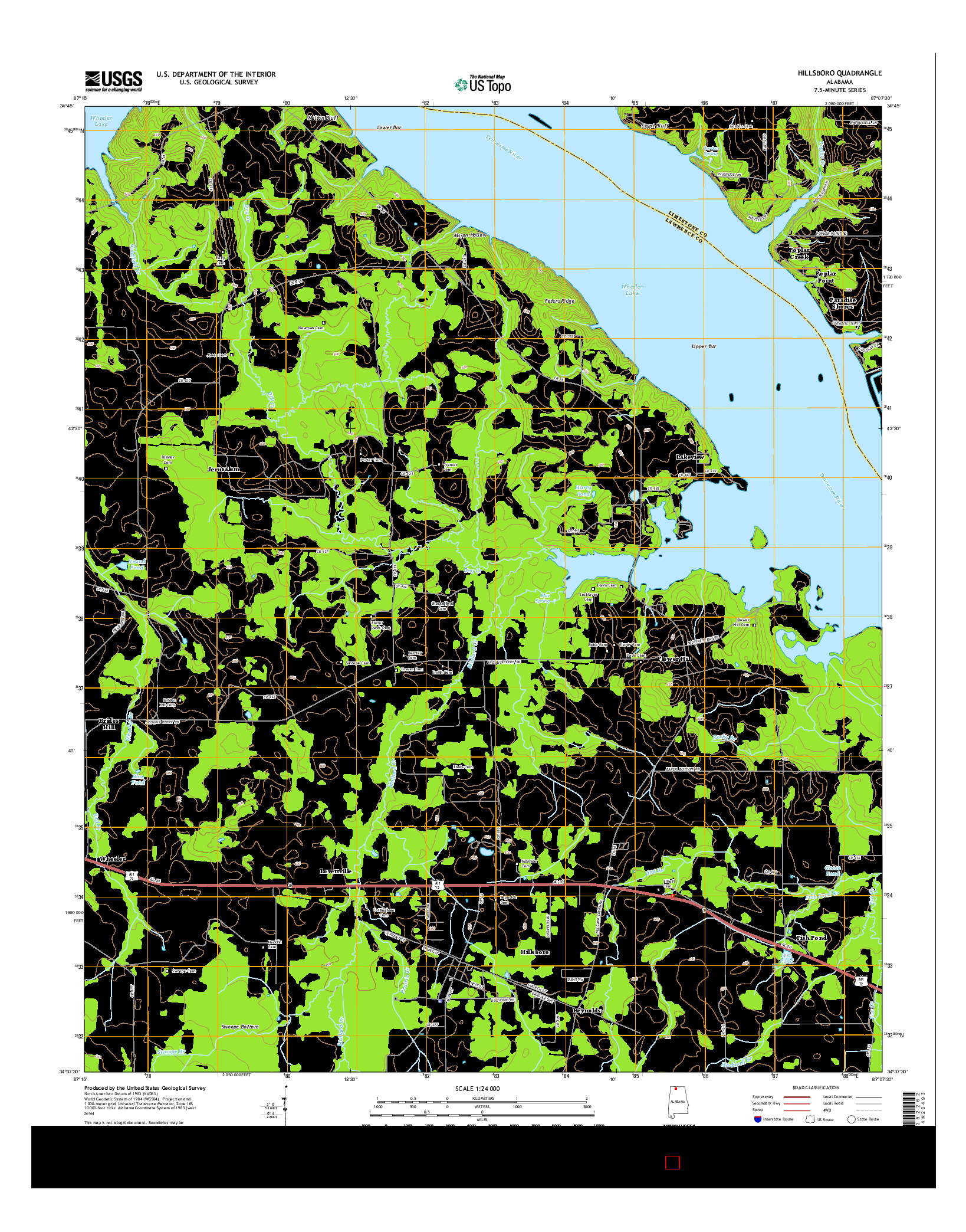 USGS US TOPO 7.5-MINUTE MAP FOR HILLSBORO, AL 2014