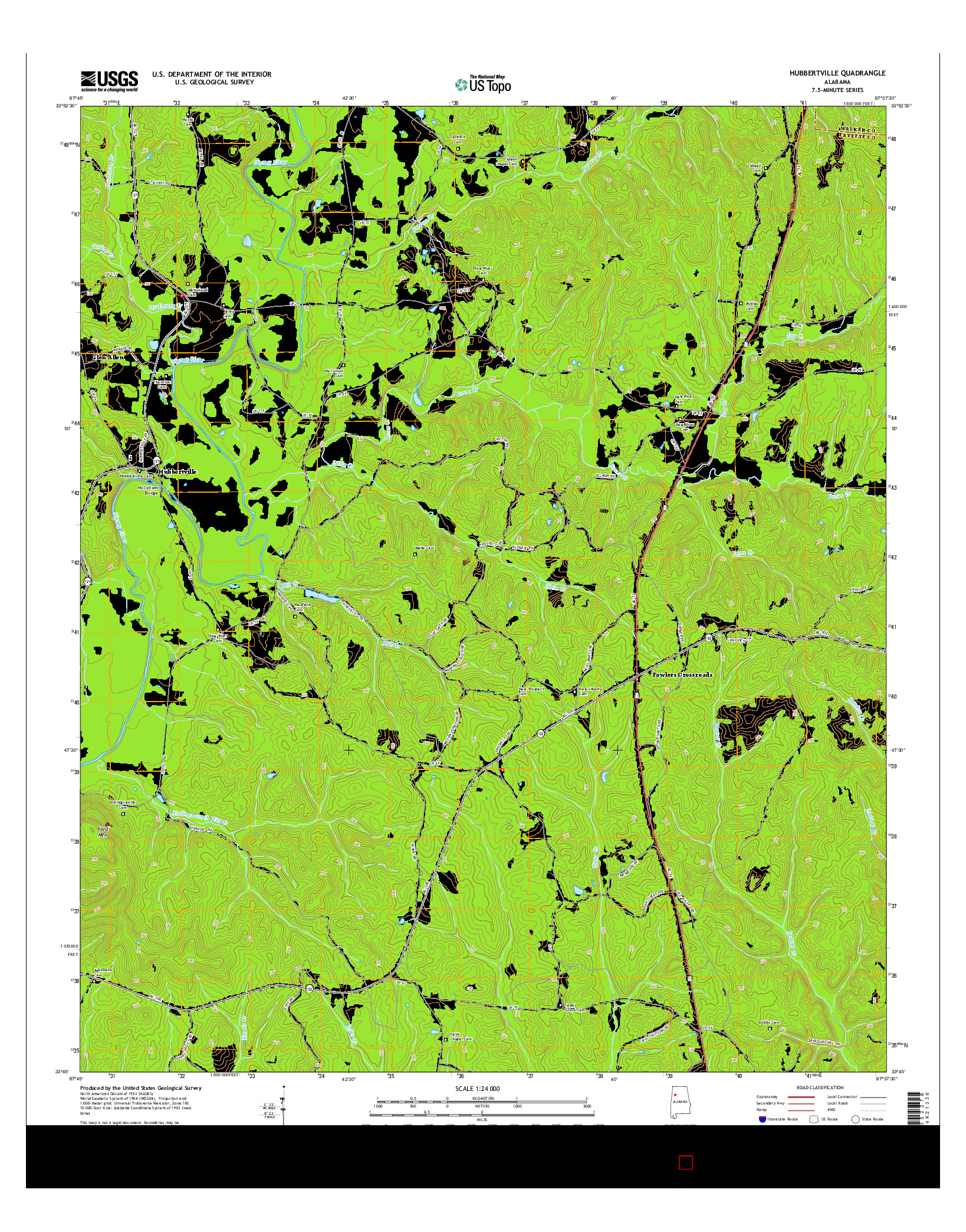 USGS US TOPO 7.5-MINUTE MAP FOR HUBBERTVILLE, AL 2014