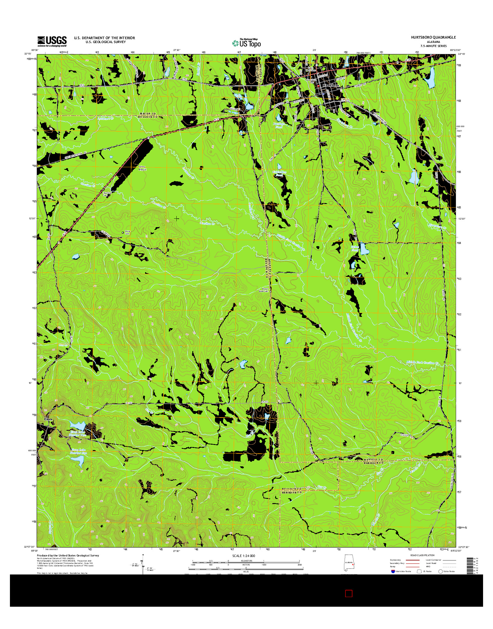 USGS US TOPO 7.5-MINUTE MAP FOR HURTSBORO, AL 2014