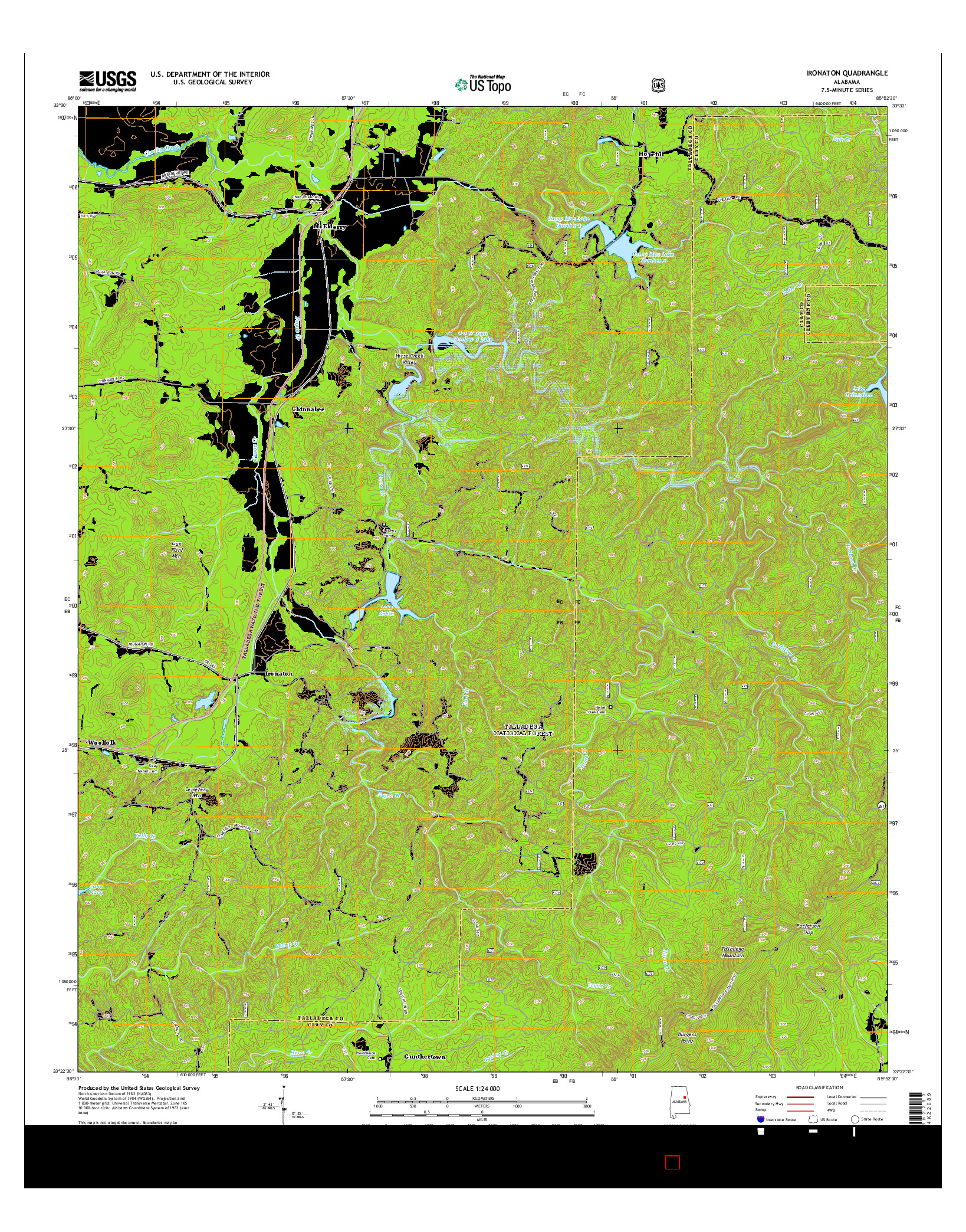 USGS US TOPO 7.5-MINUTE MAP FOR IRONATON, AL 2014