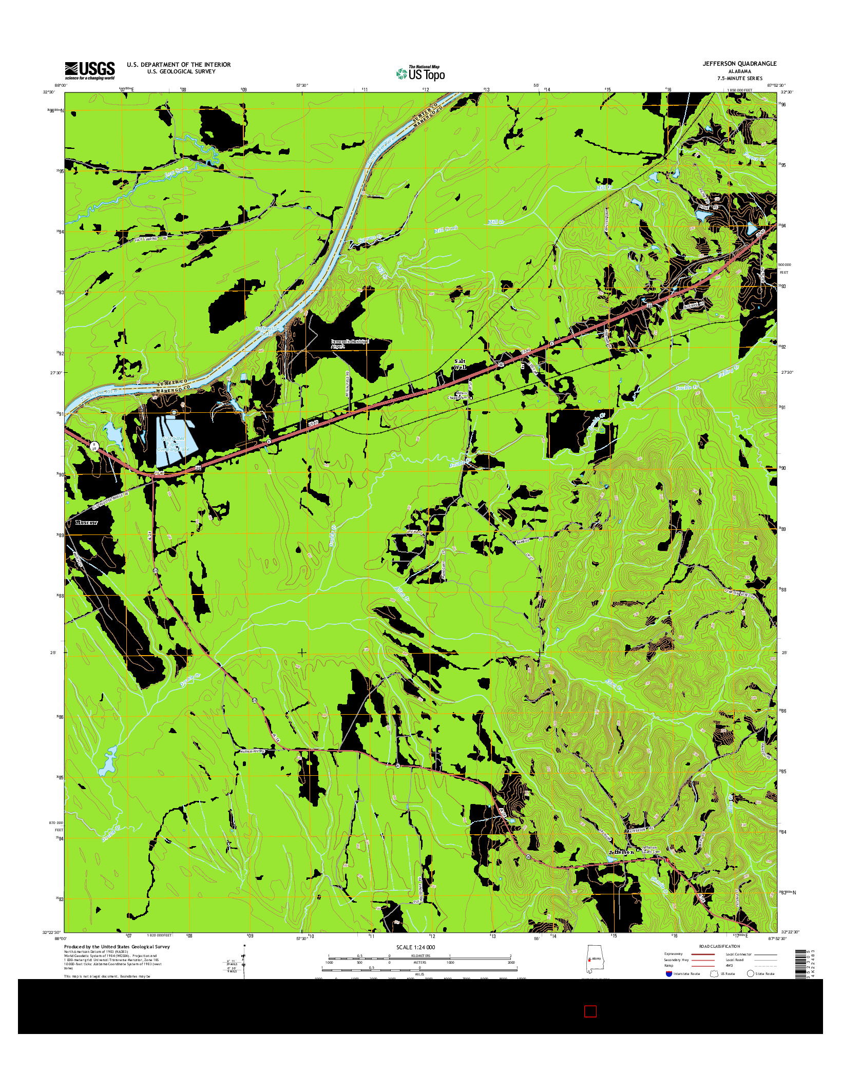 USGS US TOPO 7.5-MINUTE MAP FOR JEFFERSON, AL 2014