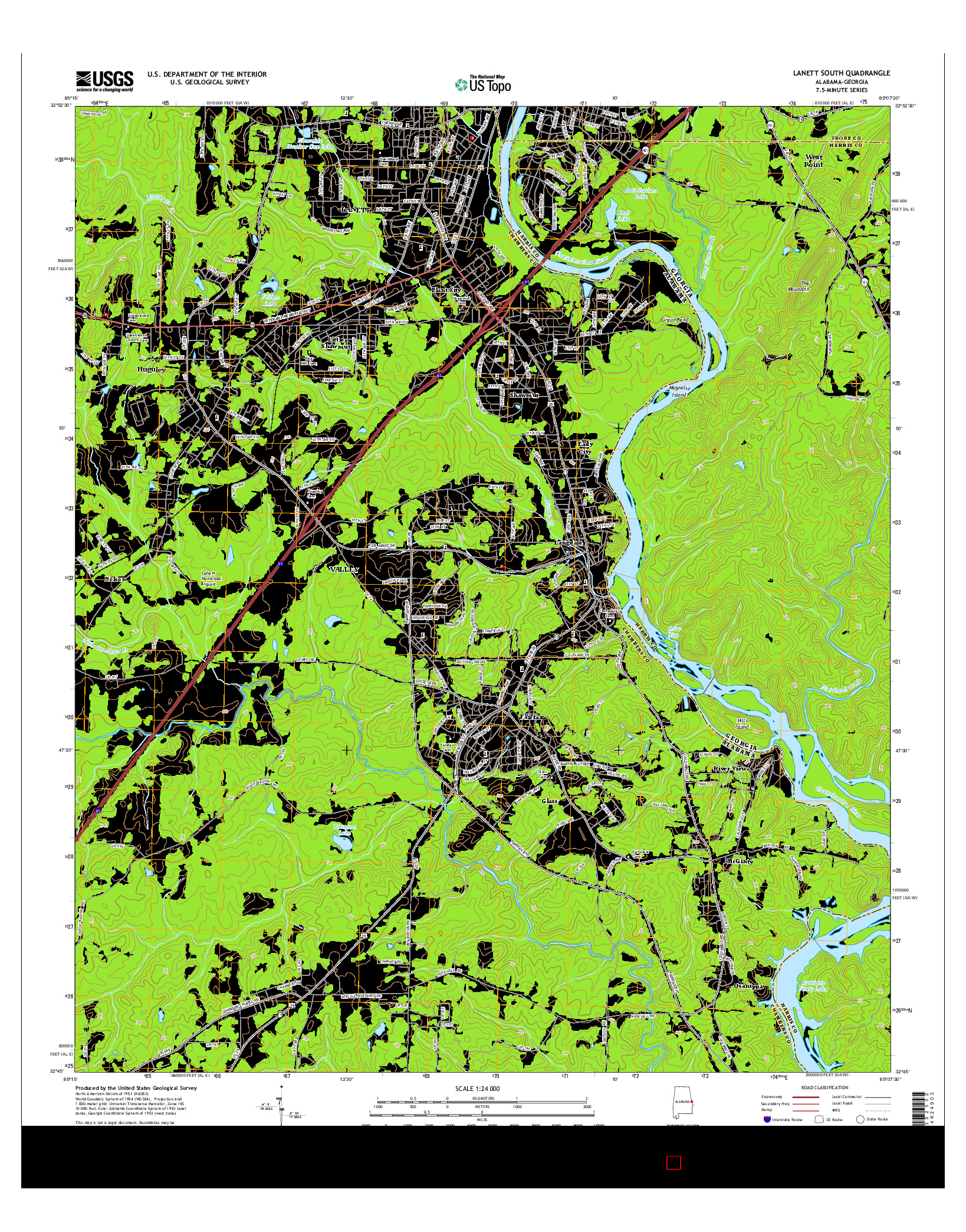 USGS US TOPO 7.5-MINUTE MAP FOR LANETT SOUTH, AL-GA 2014