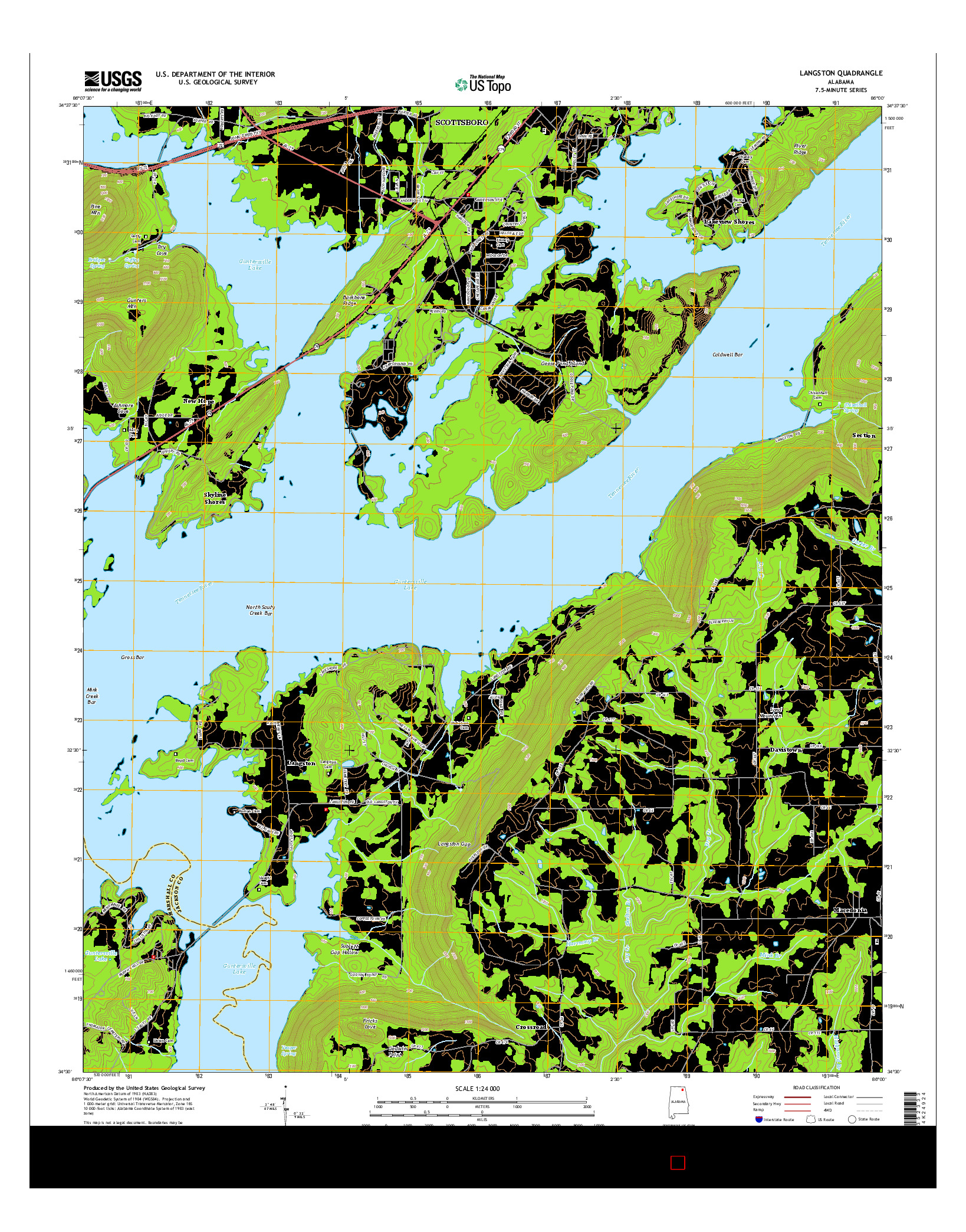 USGS US TOPO 7.5-MINUTE MAP FOR LANGSTON, AL 2014