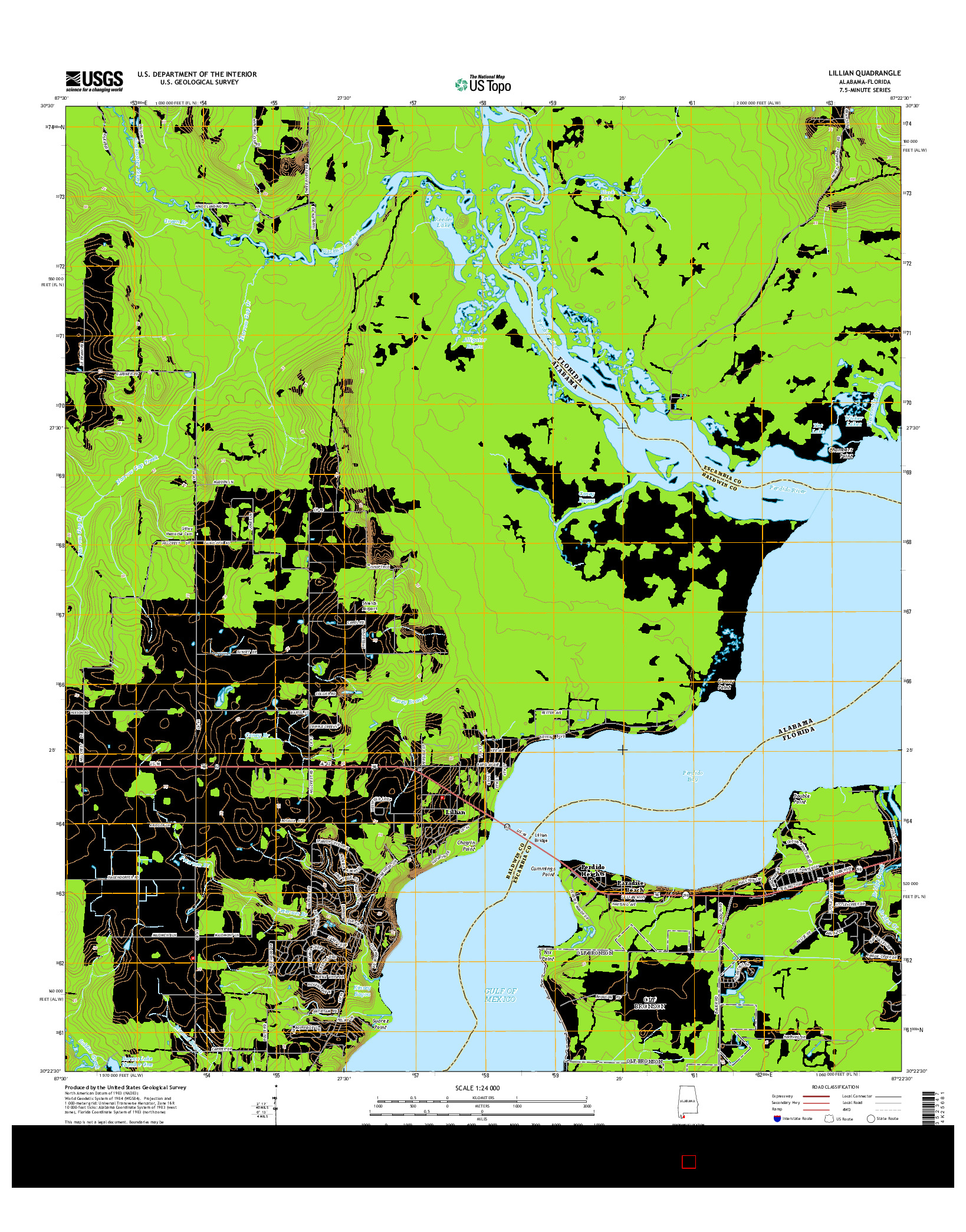 USGS US TOPO 7.5-MINUTE MAP FOR LILLIAN, AL-FL 2014