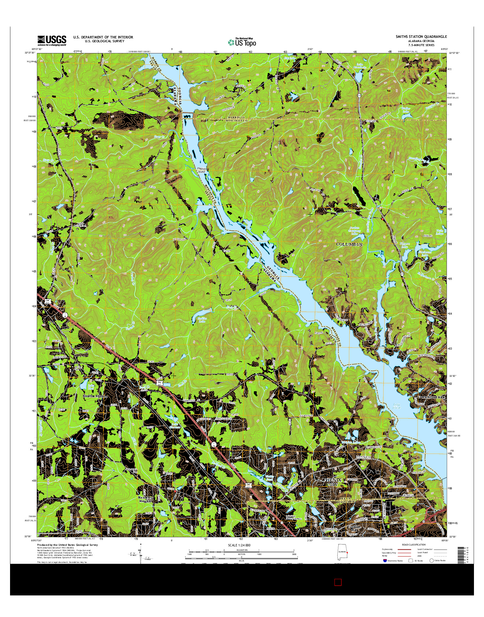 USGS US TOPO 7.5-MINUTE MAP FOR SMITHS STATION, AL-GA 2014